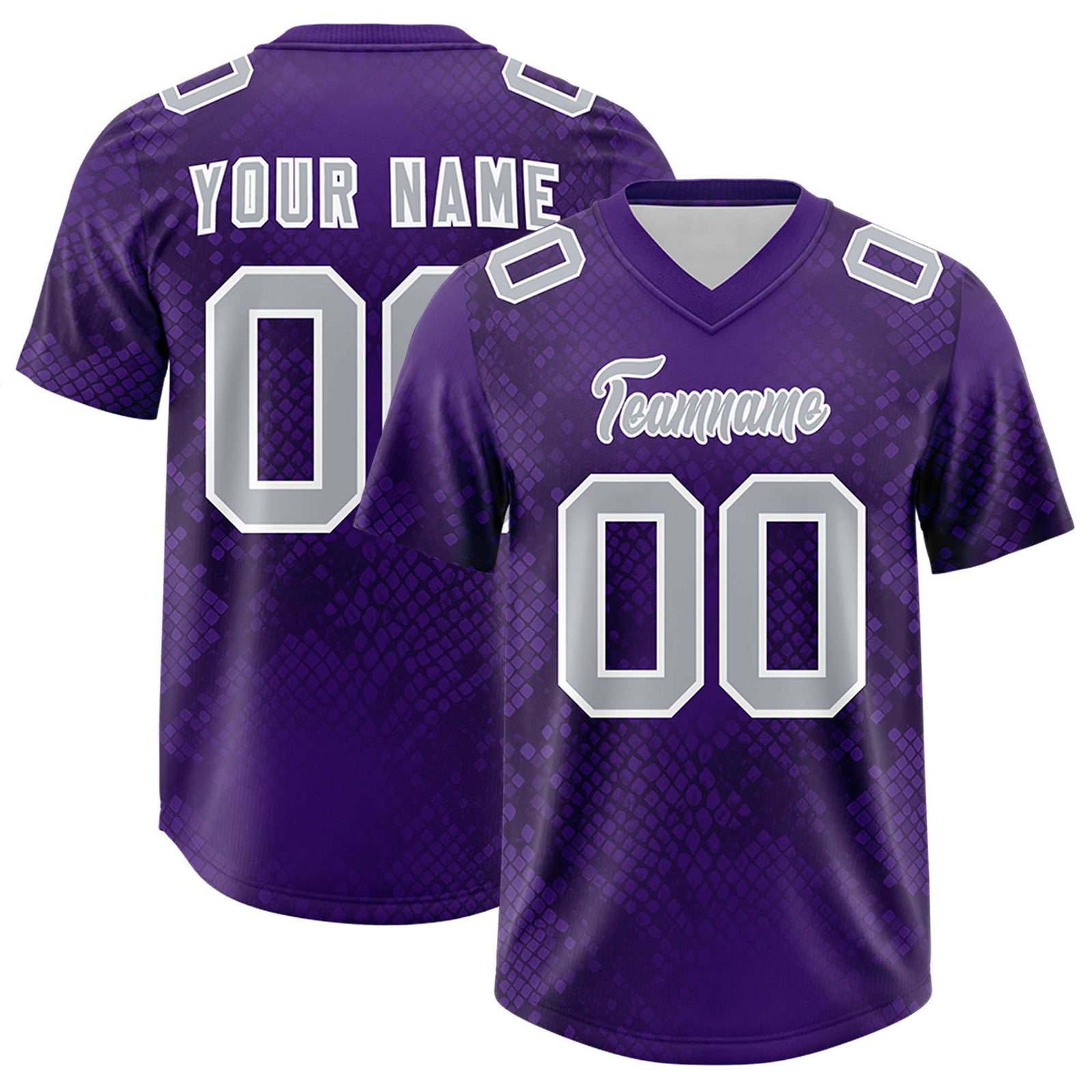 Custom Purple Personalized Snakeskin Graffiti Pattern Authentic Football Jersey