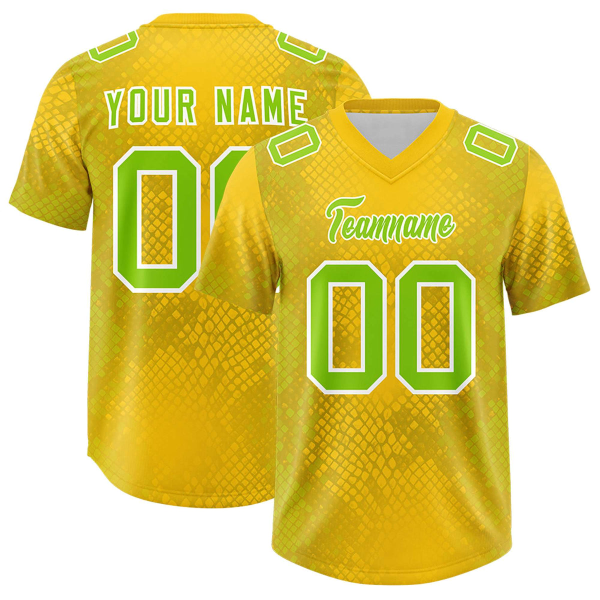 Custom Gold Personalized Snakeskin Graffiti Pattern Authentic Football Jersey