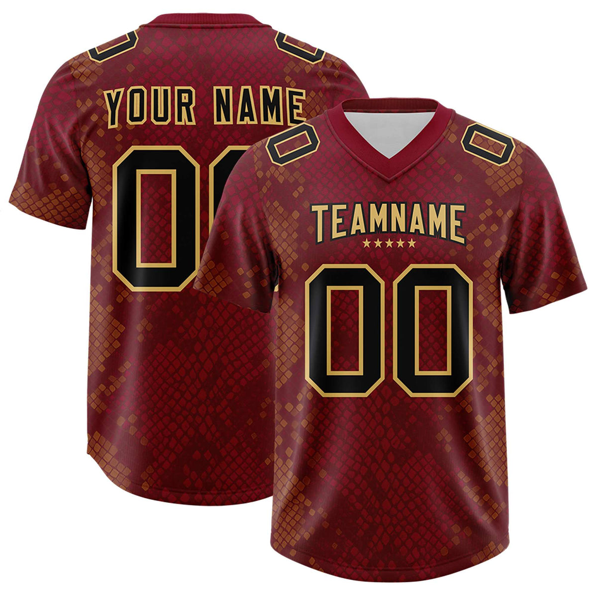 Custom Crimson Personalized Snakeskin Graffiti Pattern Authentic Football Jersey