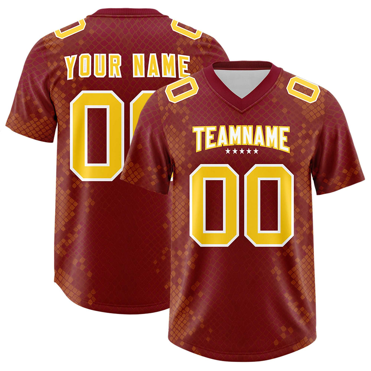 Custom Crimson Personalized Snakeskin Graffiti Pattern Authentic Football Jersey