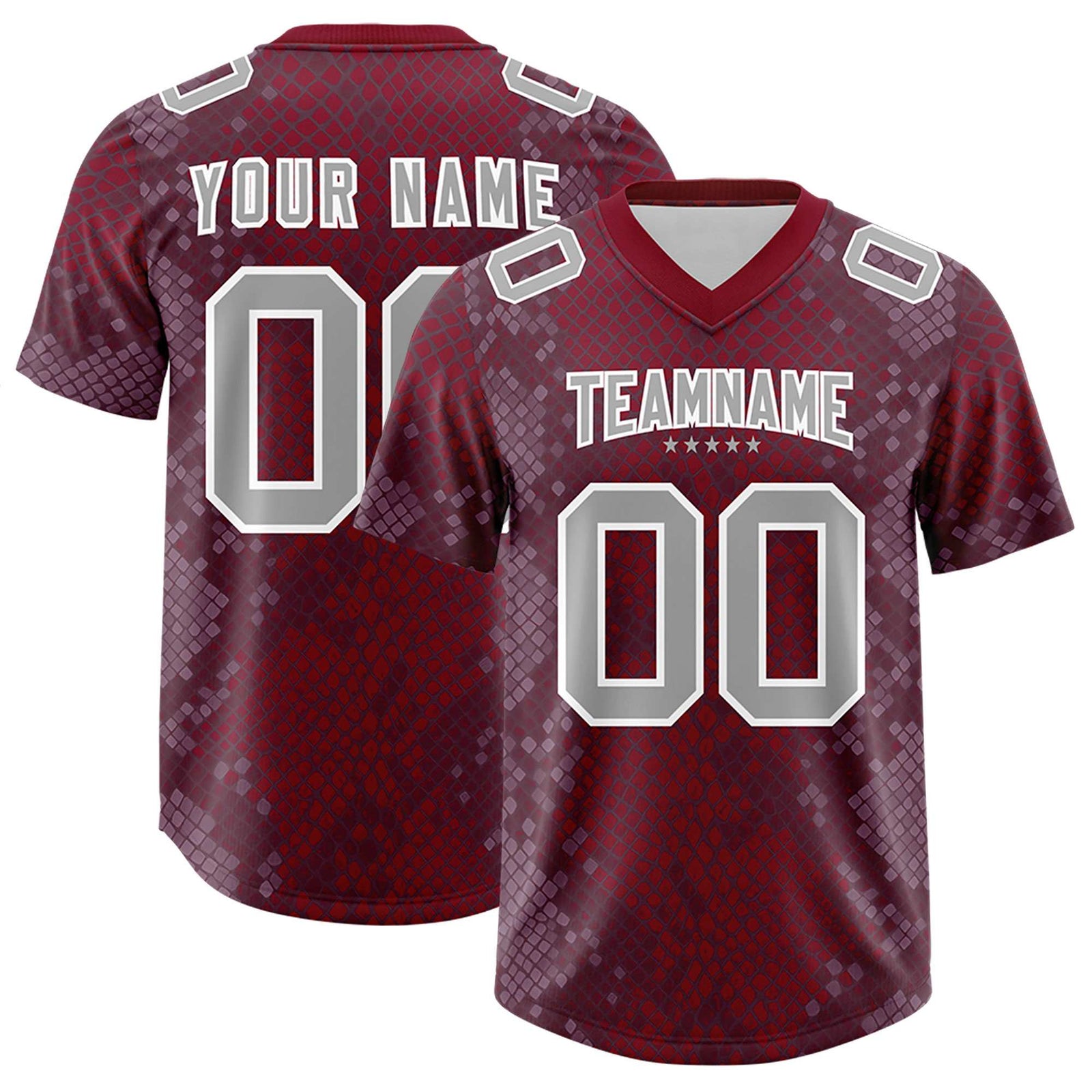 Custom Crimson Personalized Snakeskin Graffiti Pattern Authentic Football Jersey
