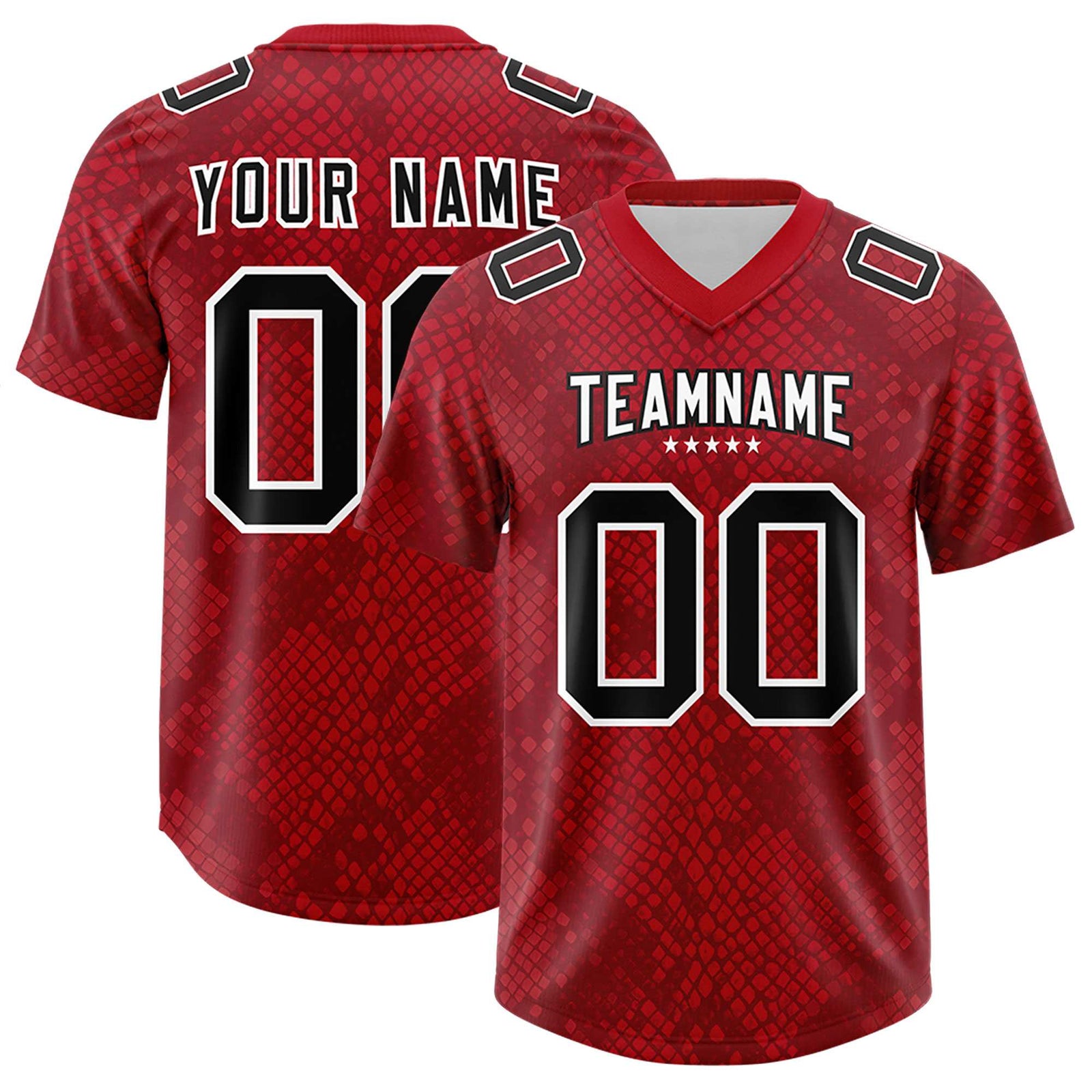 Custom Red Personalized Snakeskin Graffiti Pattern Authentic Football Jersey