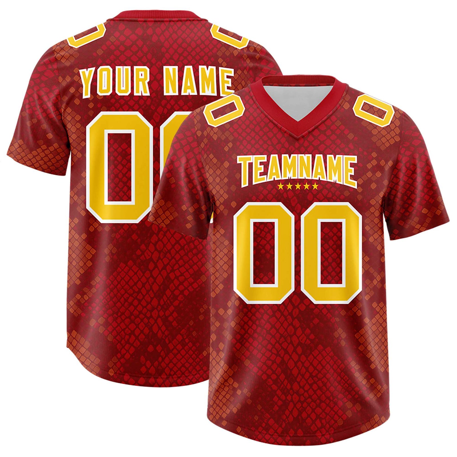 Custom Red Personalized Snakeskin Graffiti Pattern Authentic Football Jersey