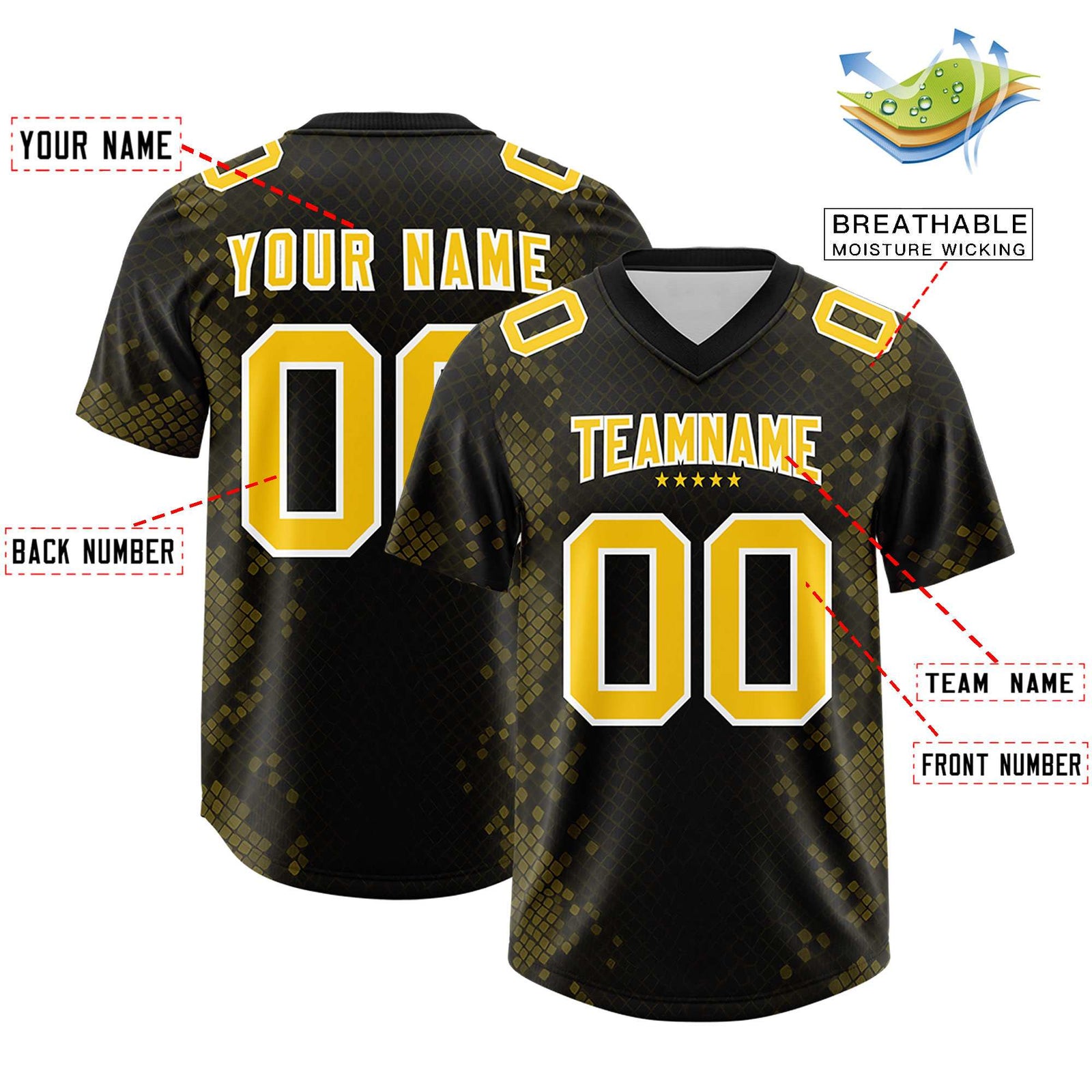 Custom Black Personalized Snakeskin Graffiti Pattern Authentic Football Jersey