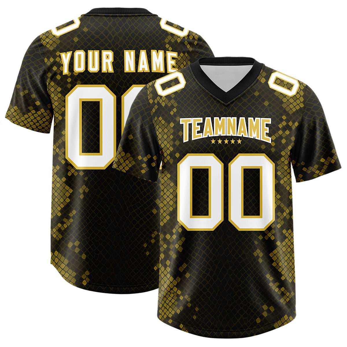 Custom Black Personalized Snakeskin Graffiti Pattern Authentic Football Jersey