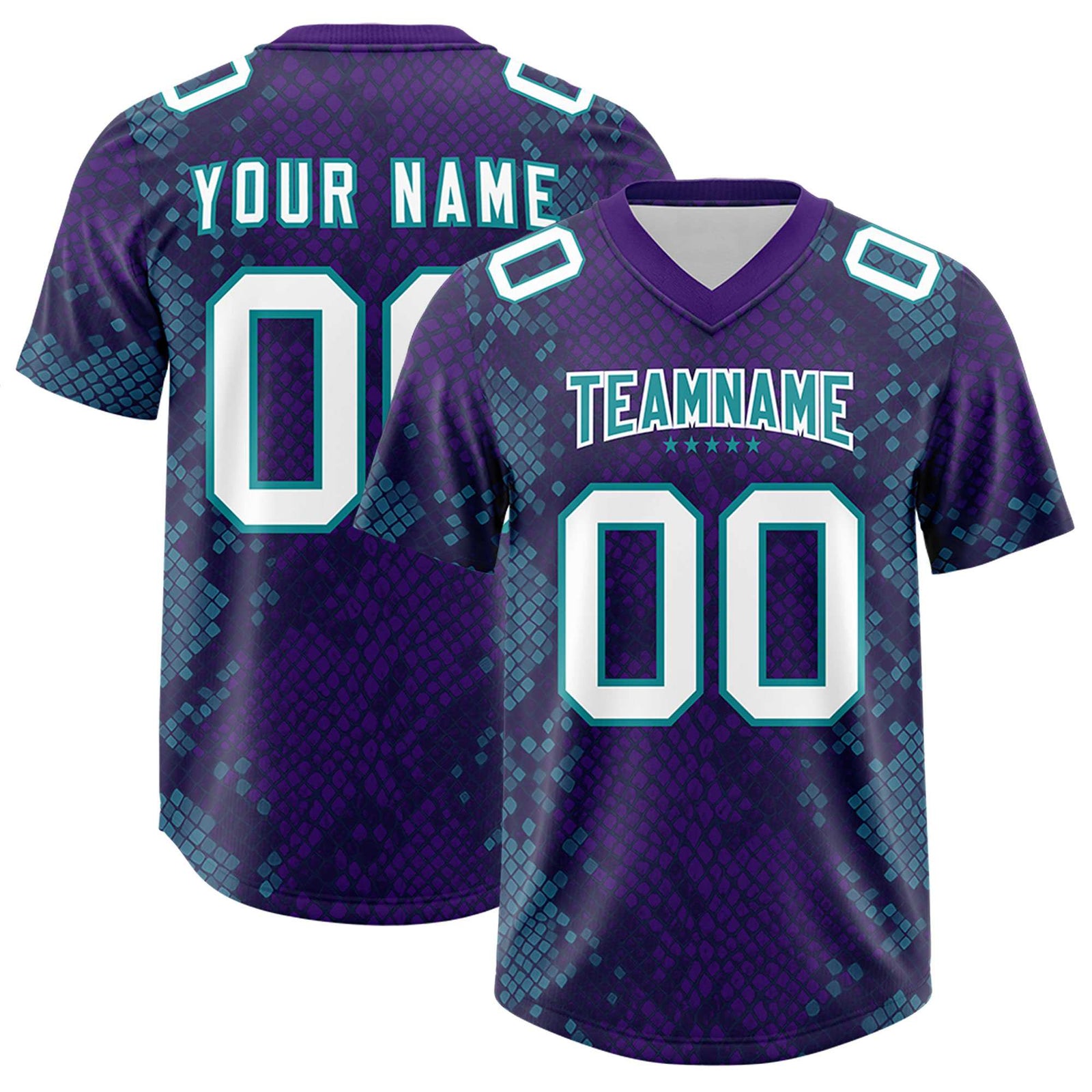 Custom Purple Personalized Snakeskin Graffiti Pattern Authentic Football Jersey