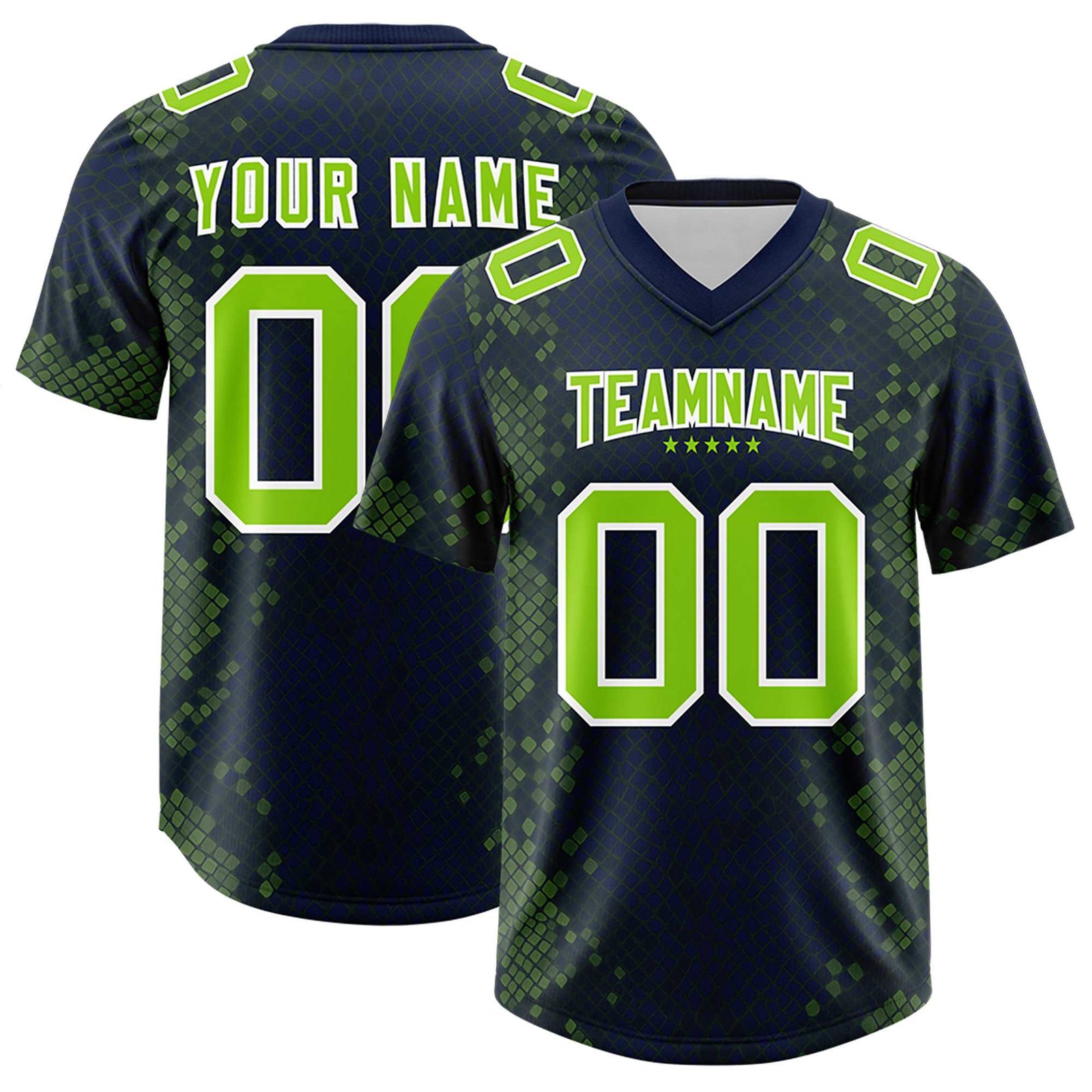 Custom Navy Personalized Snakeskin Graffiti Pattern Authentic Football Jersey
