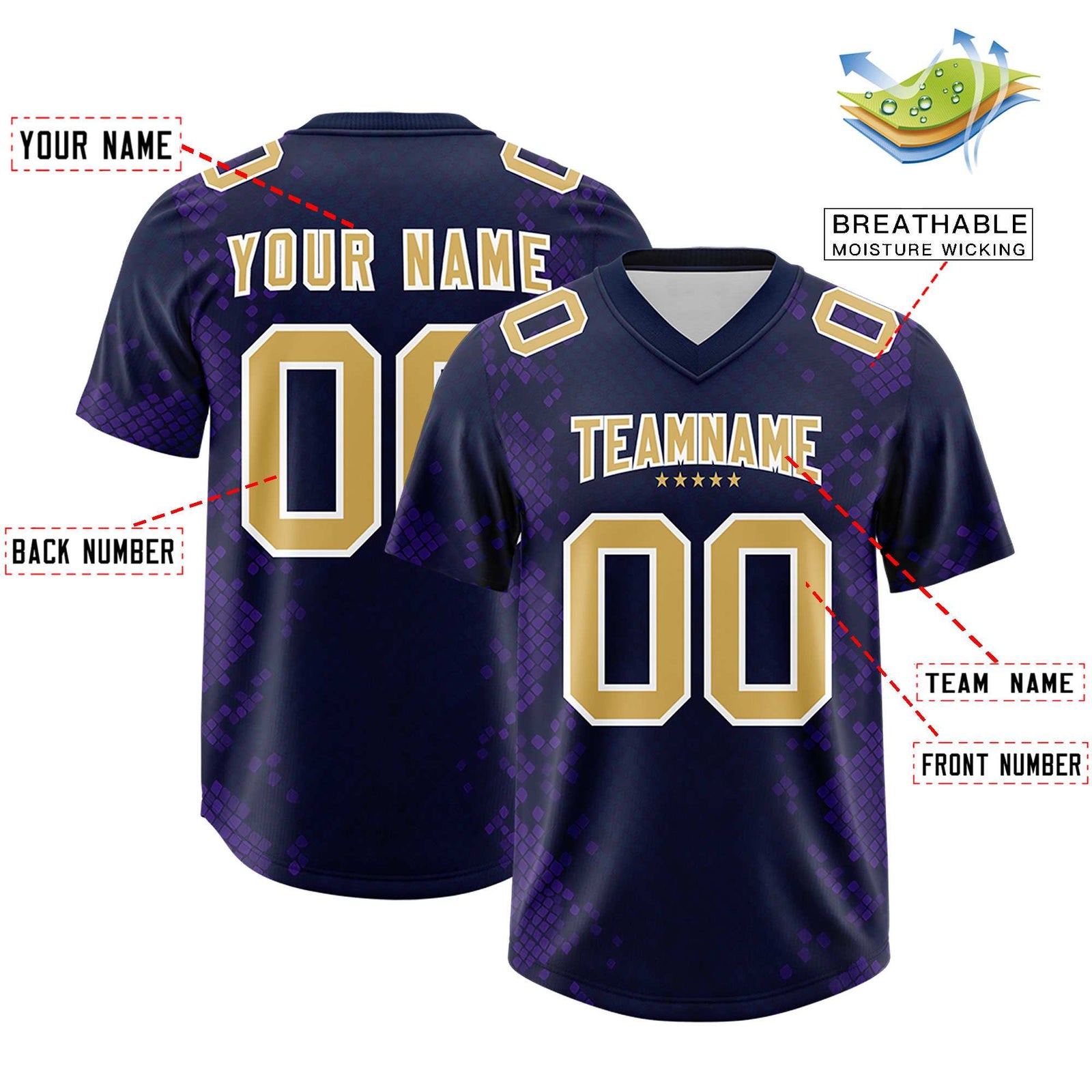Custom Navy Personalized Snakeskin Graffiti Pattern Authentic Football Jersey