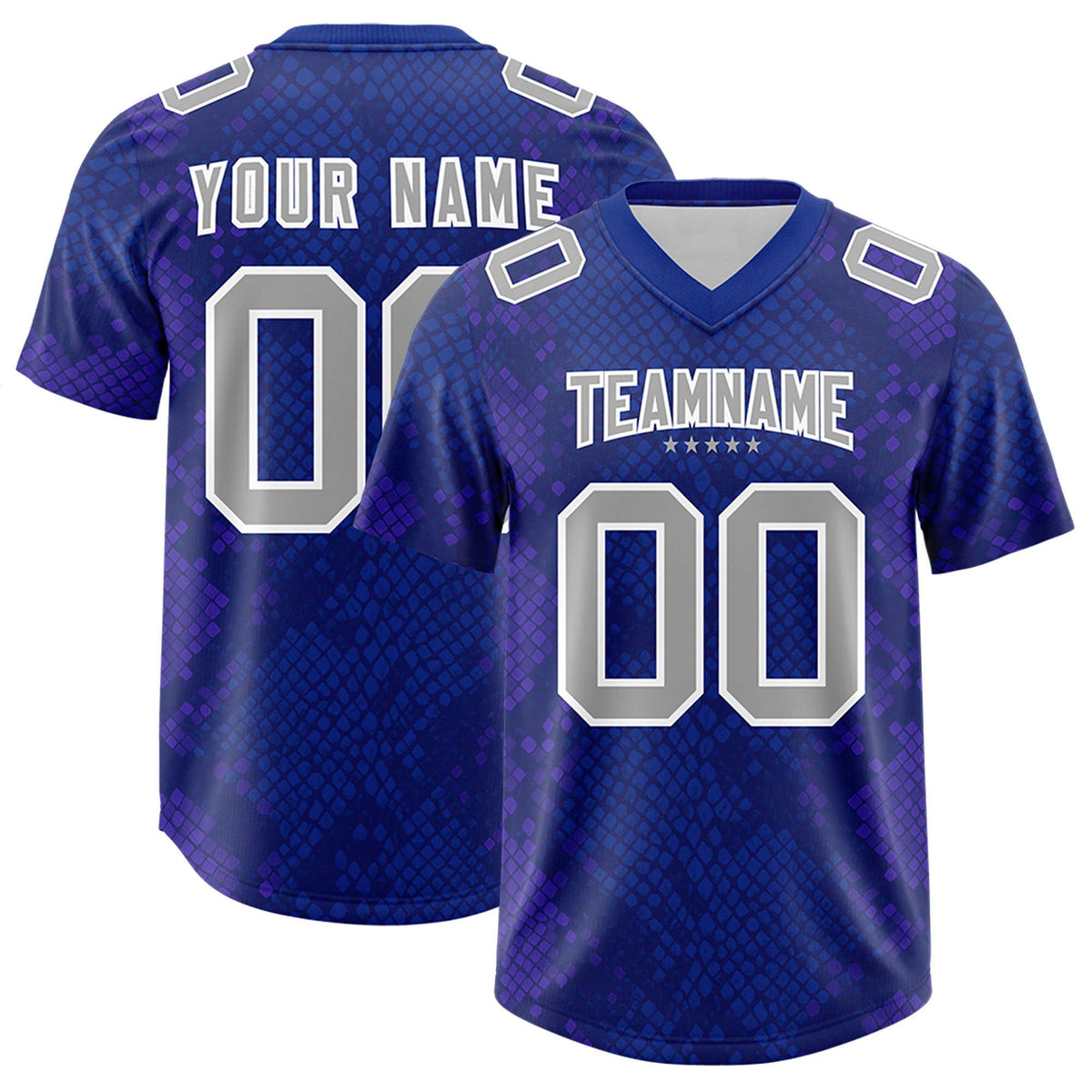 Custom Royal Personalized Snakeskin Graffiti Pattern Authentic Football Jersey