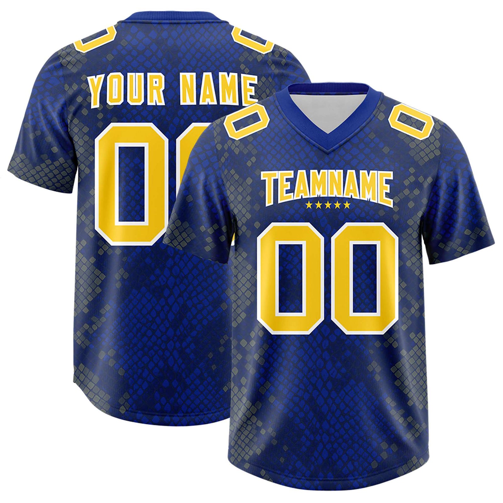 Custom Royal Personalized Snakeskin Graffiti Pattern Authentic Football Jersey