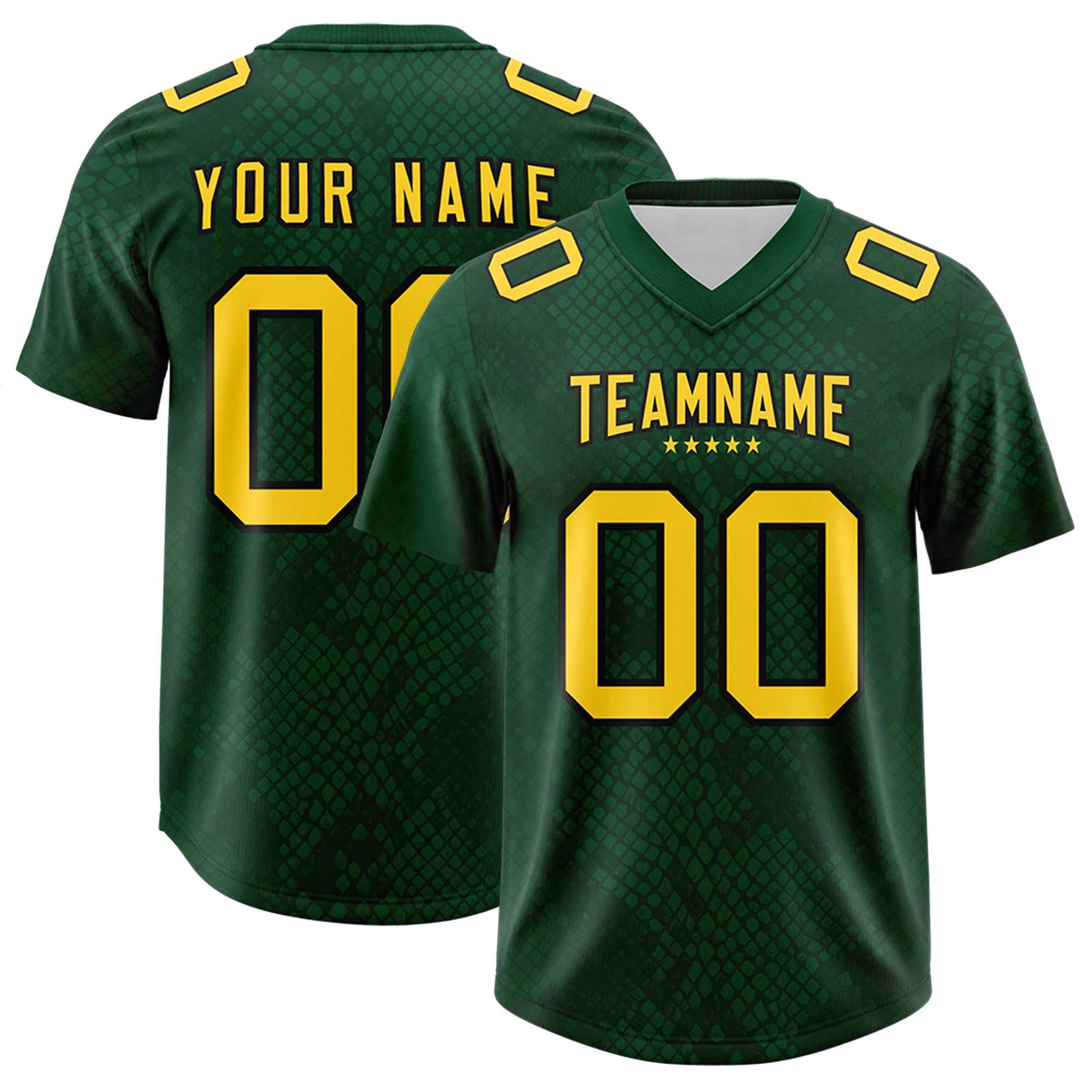 Custom Green Personalized Snakeskin Graffiti Pattern Authentic Football Jersey