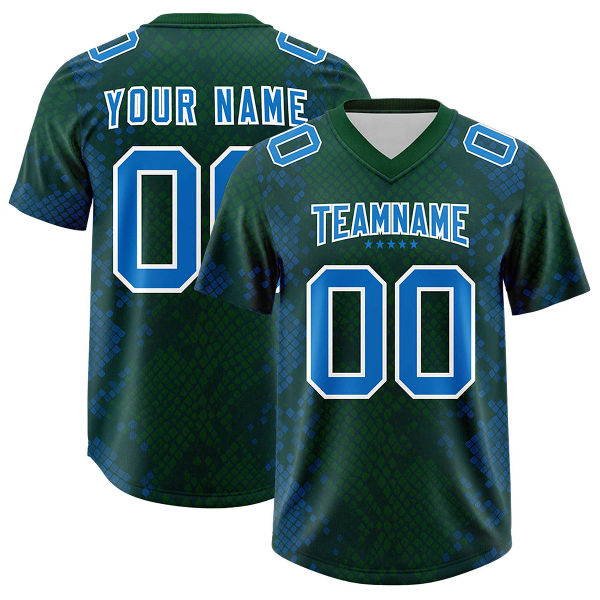 Custom Green Personalized Snakeskin Graffiti Pattern Authentic Football Jersey