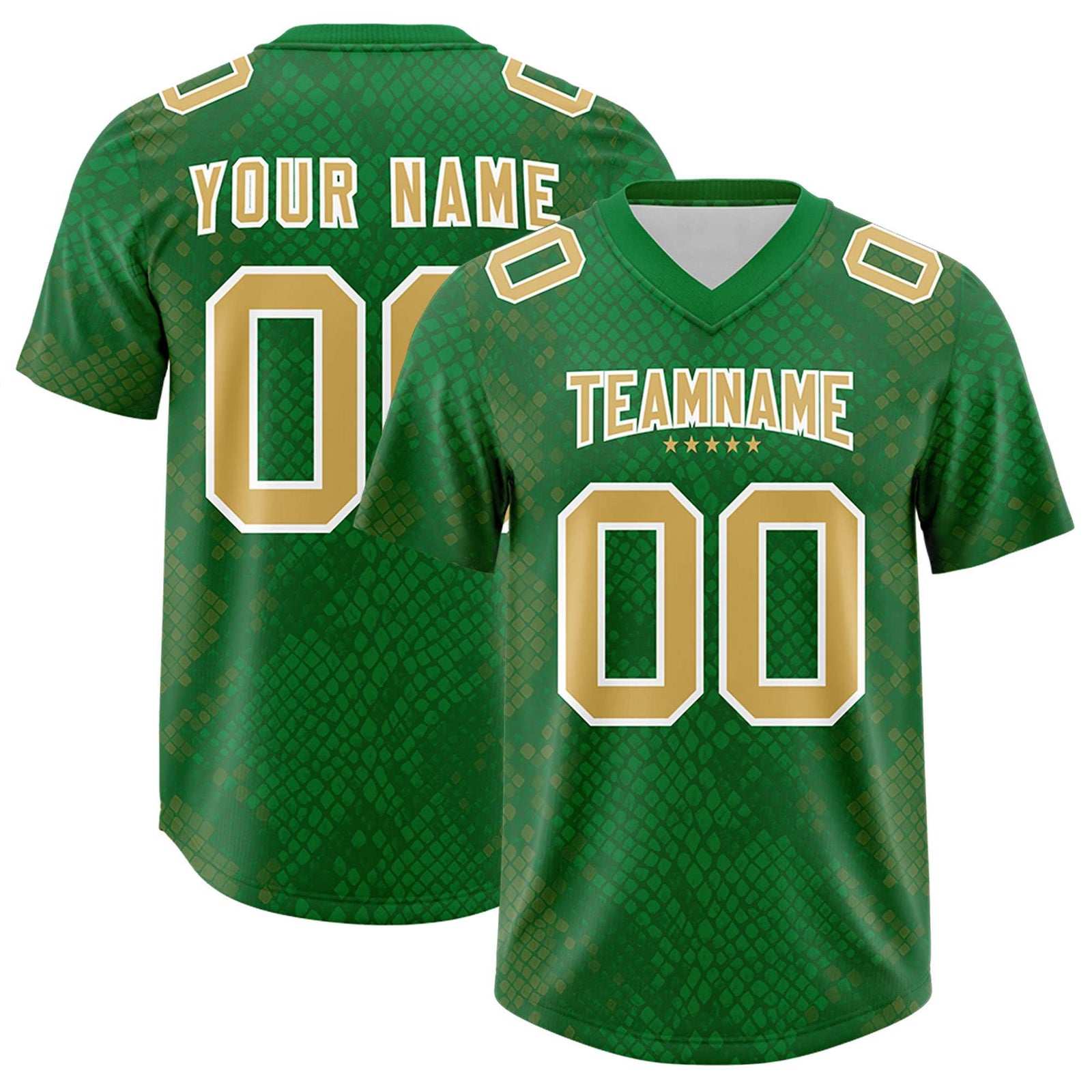 Custom Kelly Green Personalized Snakeskin Graffiti Pattern Authentic Football Jersey