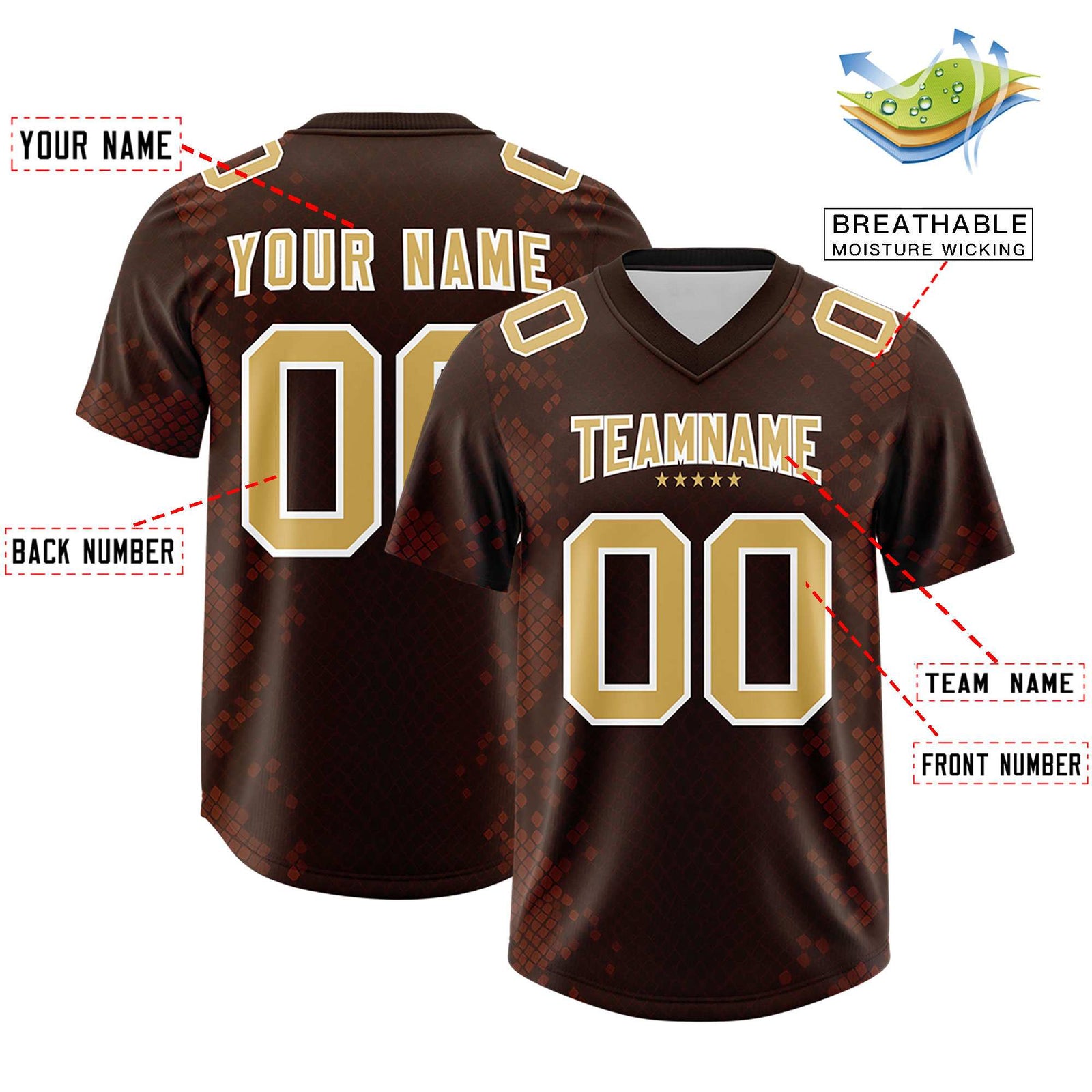 Custom Brown Personalized Snakeskin Graffiti Pattern Authentic Football Jersey