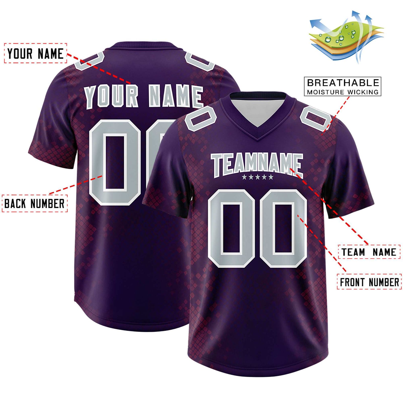 Custom Purple Personalized Snakeskin Graffiti Pattern Authentic Football Jersey