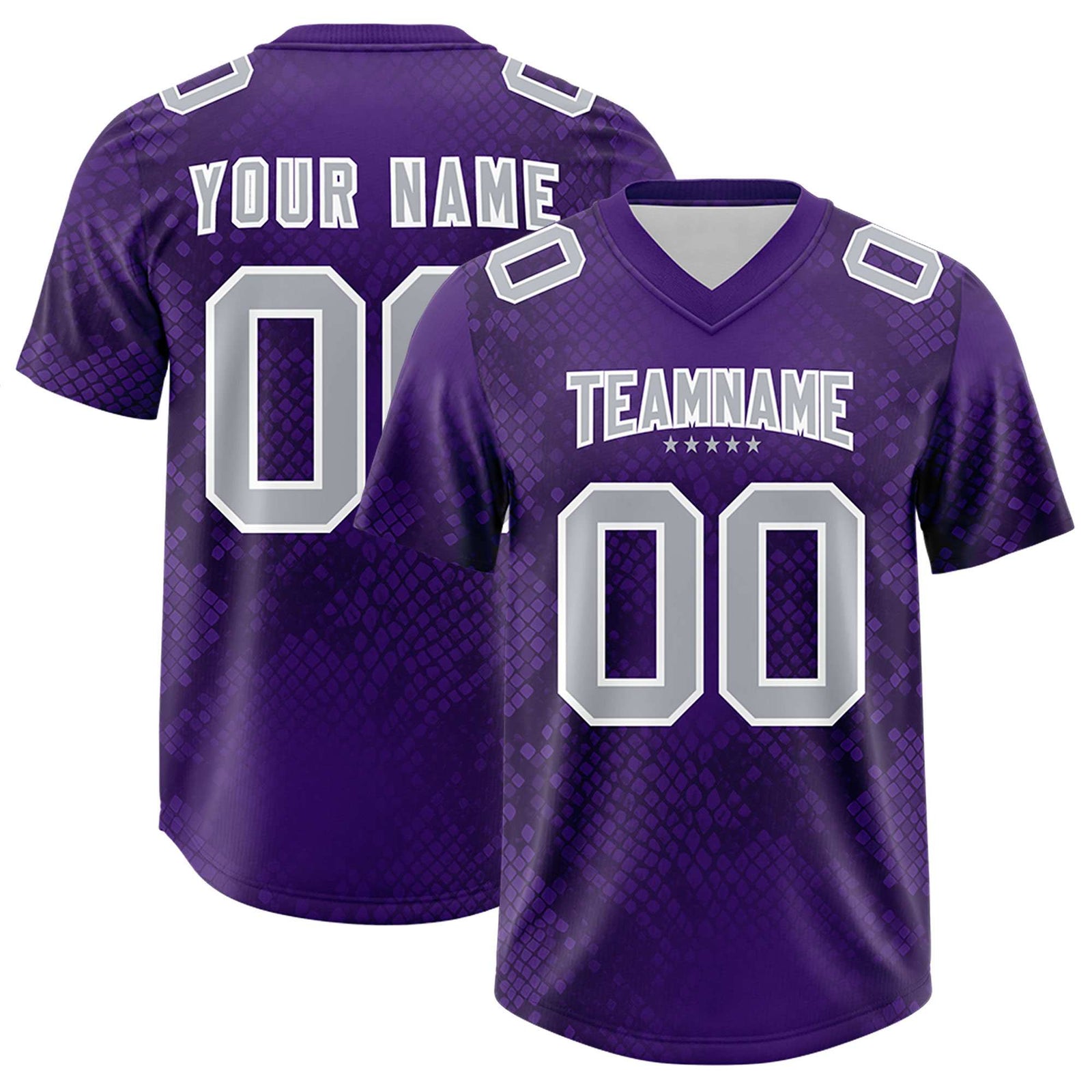 Custom Purple Personalized Snakeskin Graffiti Pattern Authentic Football Jersey