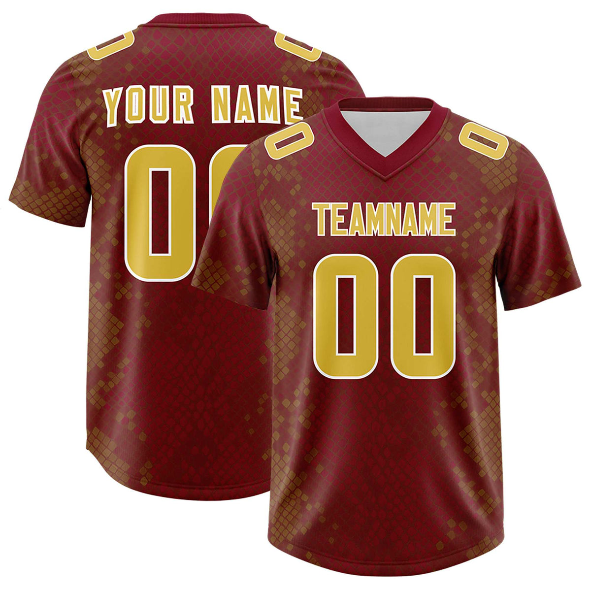 Custom Crimson Personalized Snakeskin Graffiti Pattern Authentic Football Jersey