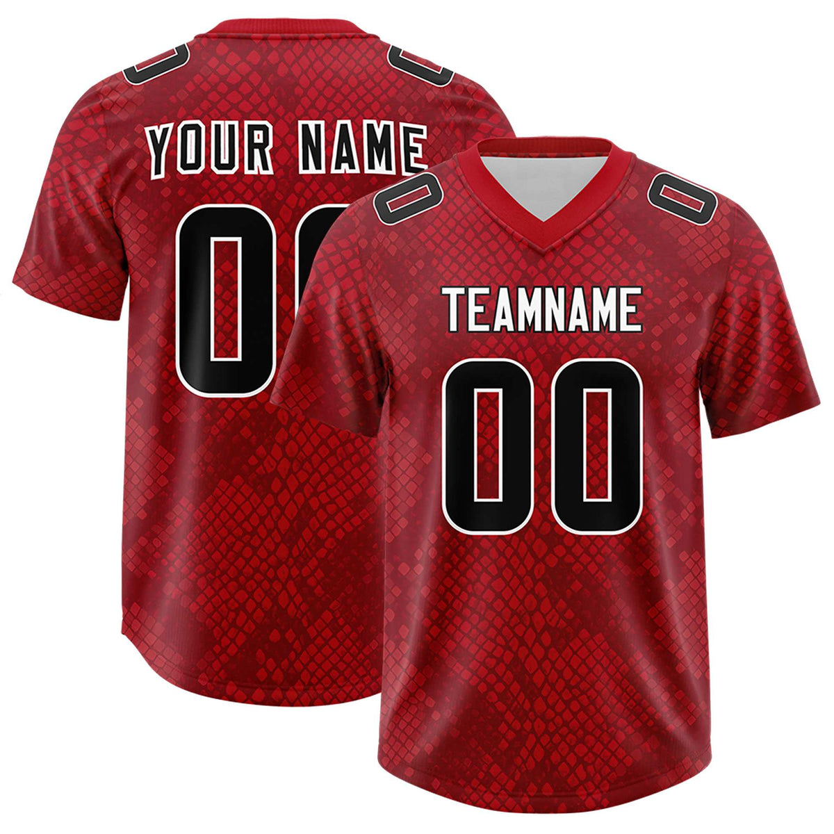 Custom Red Personalized Snakeskin Graffiti Pattern Authentic Football Jersey