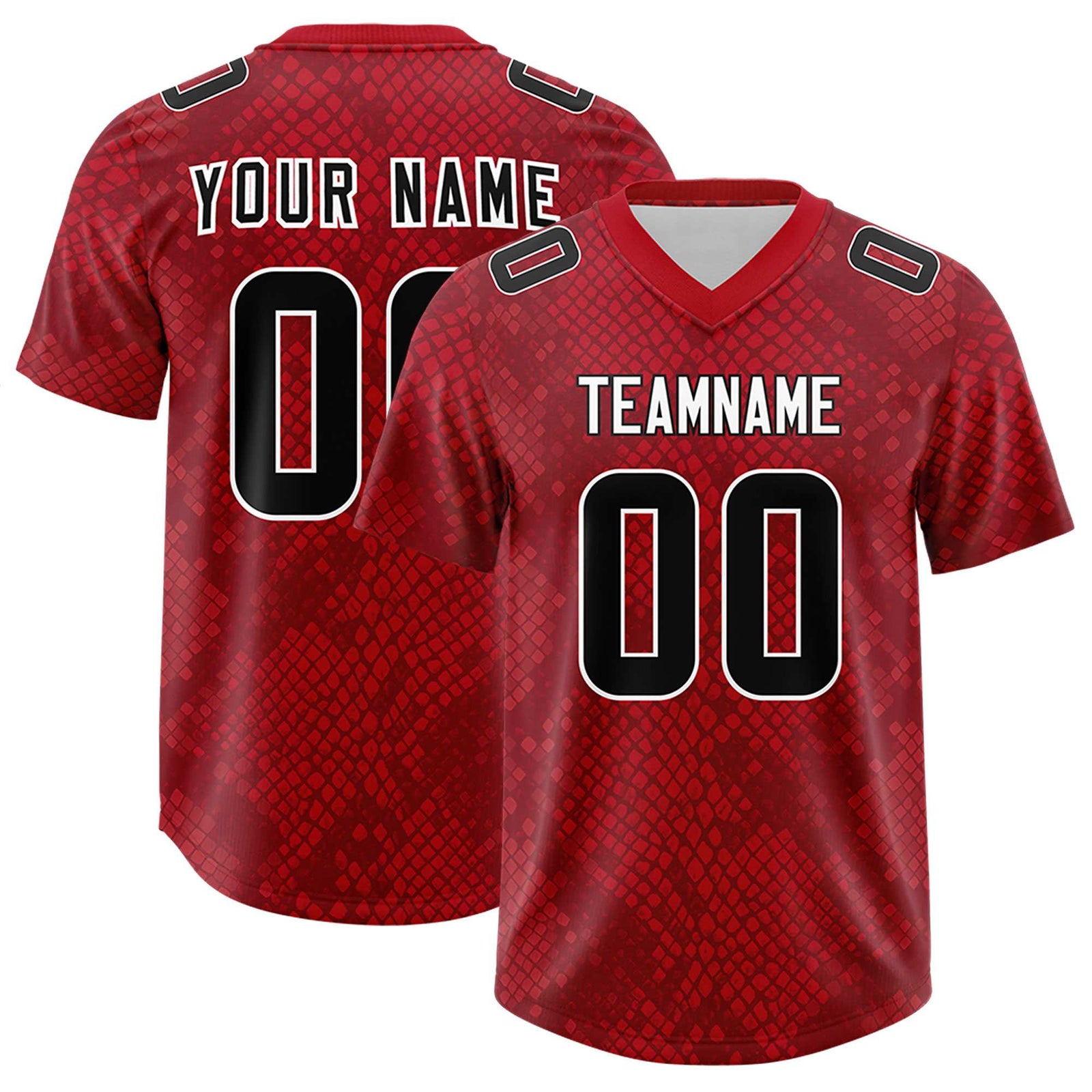 Custom Red Personalized Snakeskin Graffiti Pattern Authentic Football Jersey