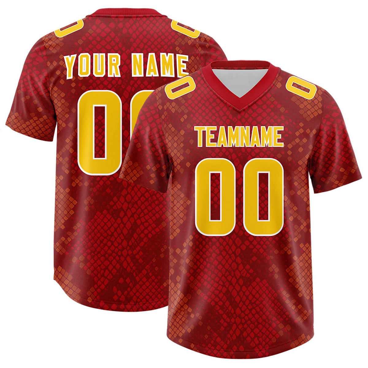 Custom Red Personalized Snakeskin Graffiti Pattern Authentic Football Jersey