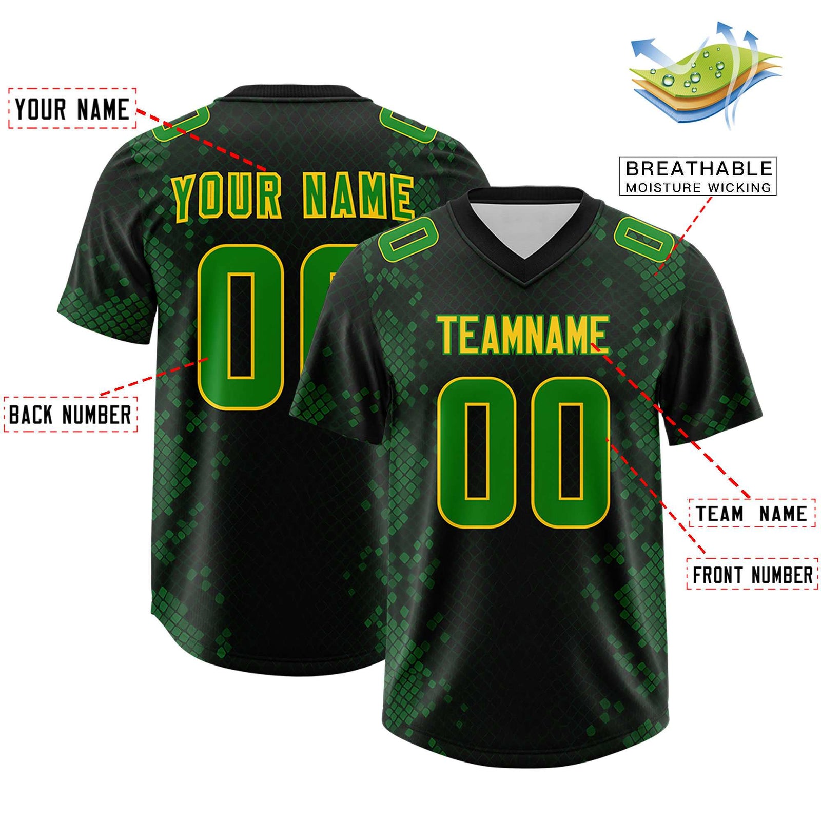 Custom Black Personalized Snakeskin Graffiti Pattern Authentic Football Jersey