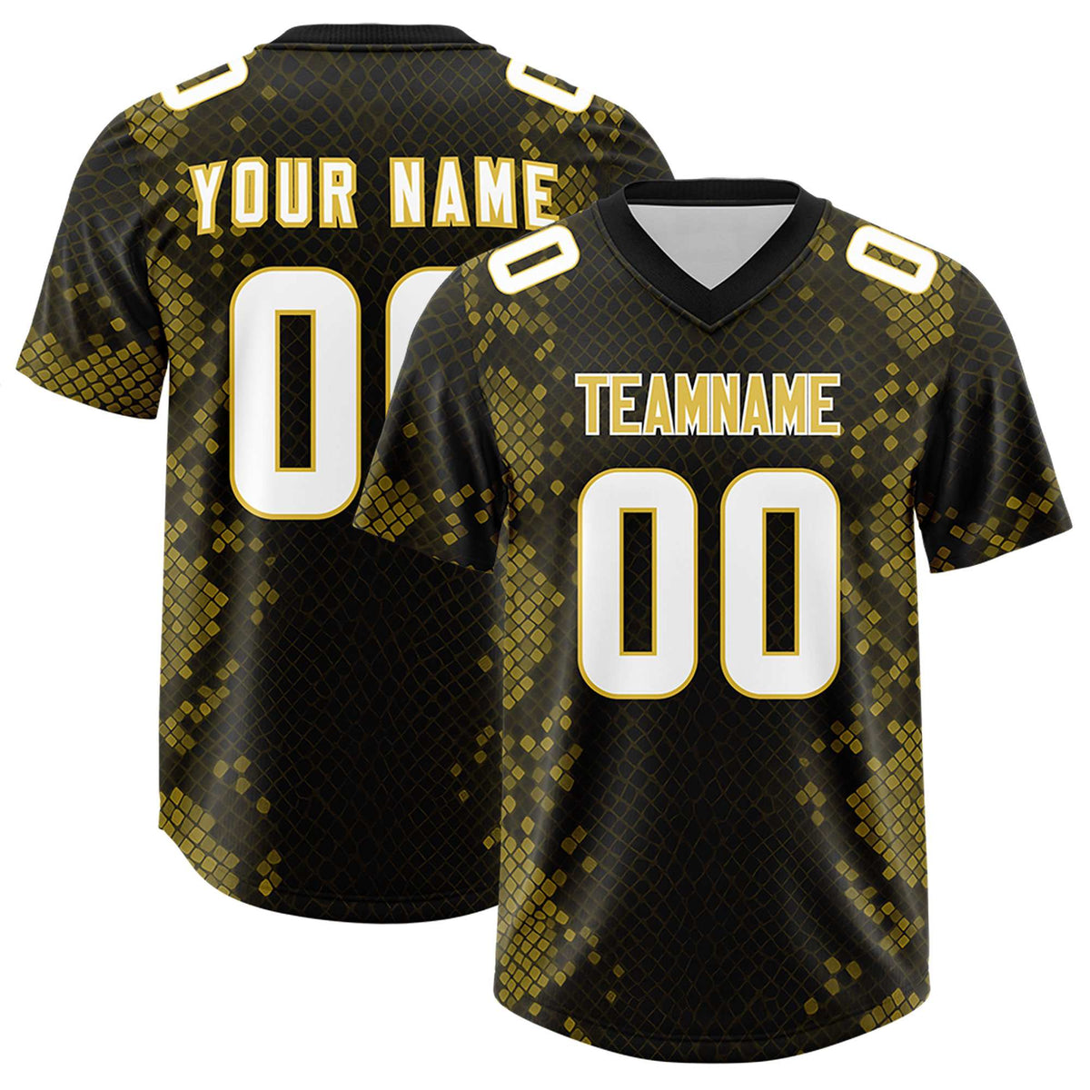 Custom Black Personalized Snakeskin Graffiti Pattern Authentic Football Jersey