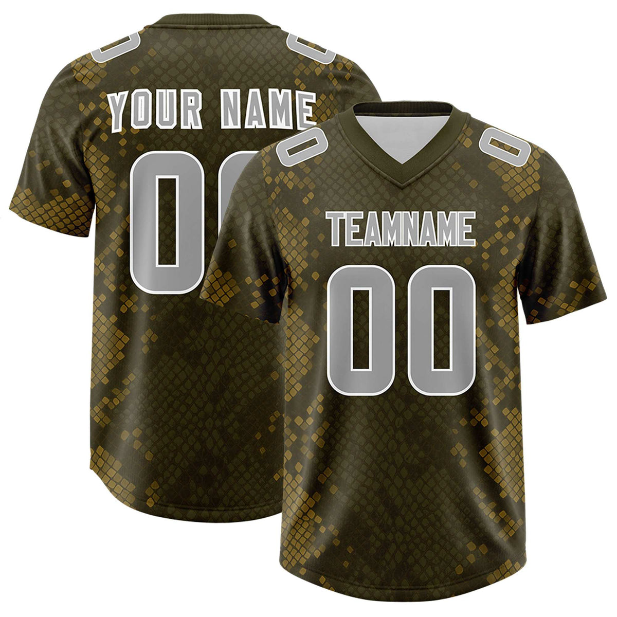 Custom Olive Personalized Snakeskin Graffiti Pattern Authentic Football Jersey