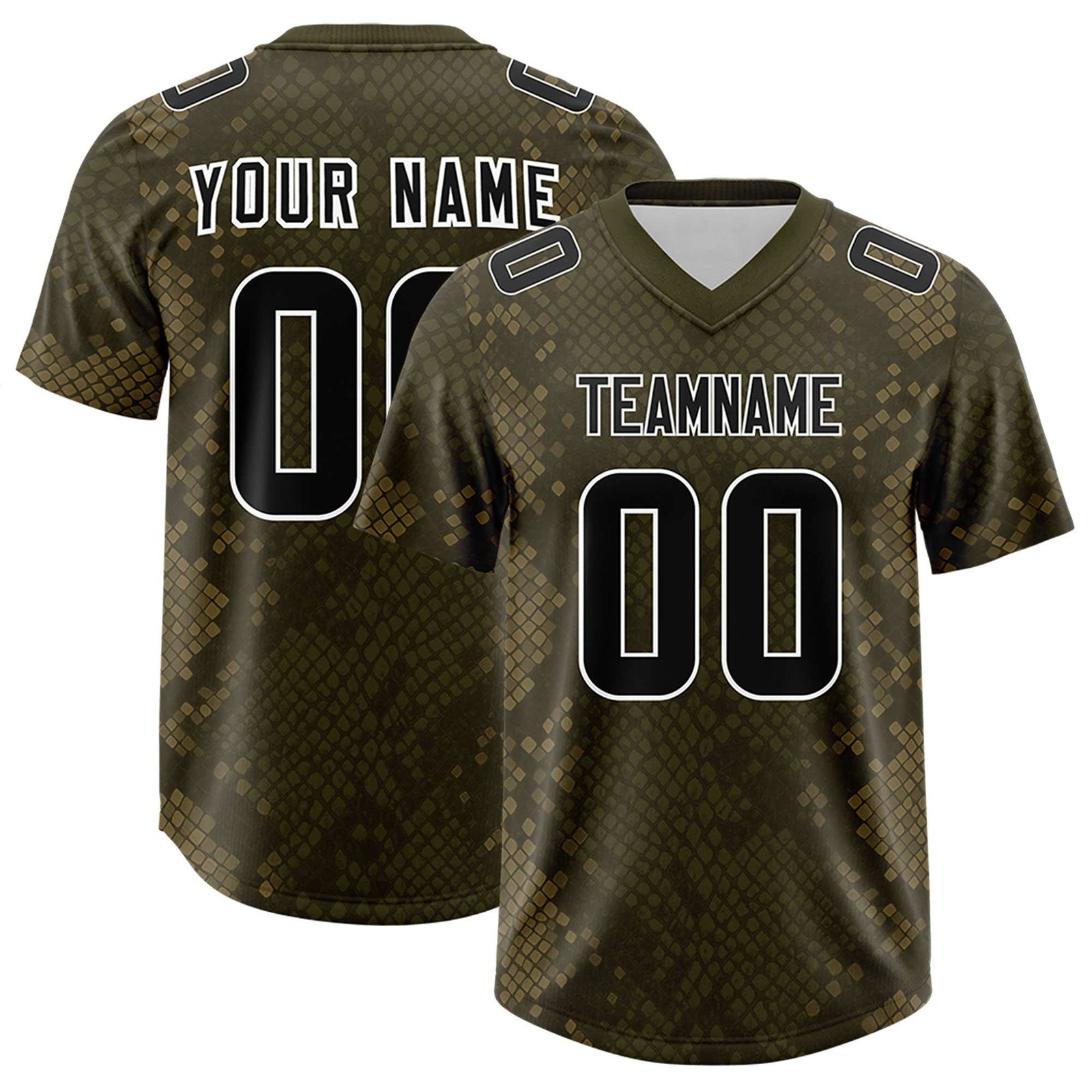 Custom Olive Personalized Snakeskin Graffiti Pattern Authentic Football Jersey