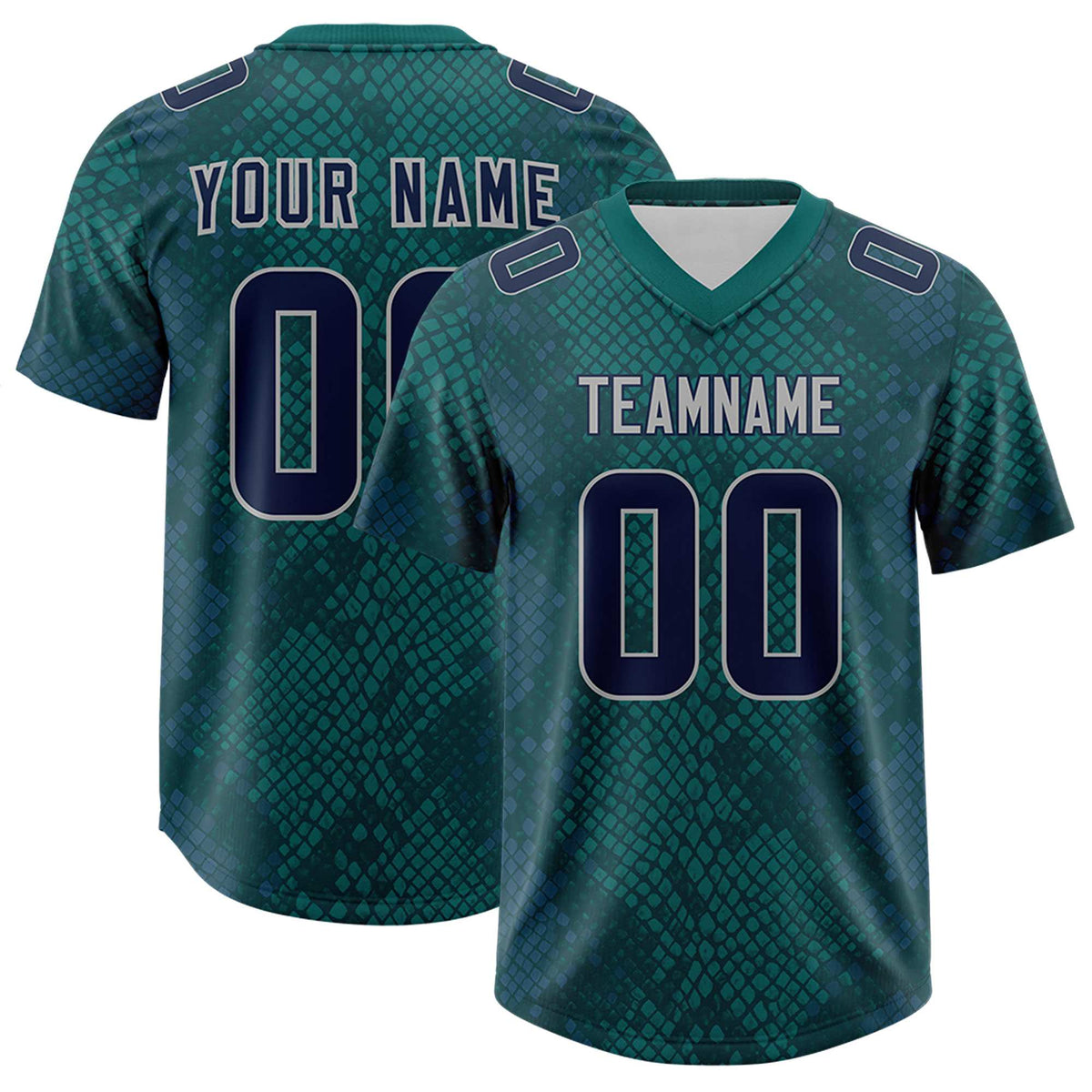 Custom Aqua Personalized Snakeskin Graffiti Pattern Authentic Football Jersey