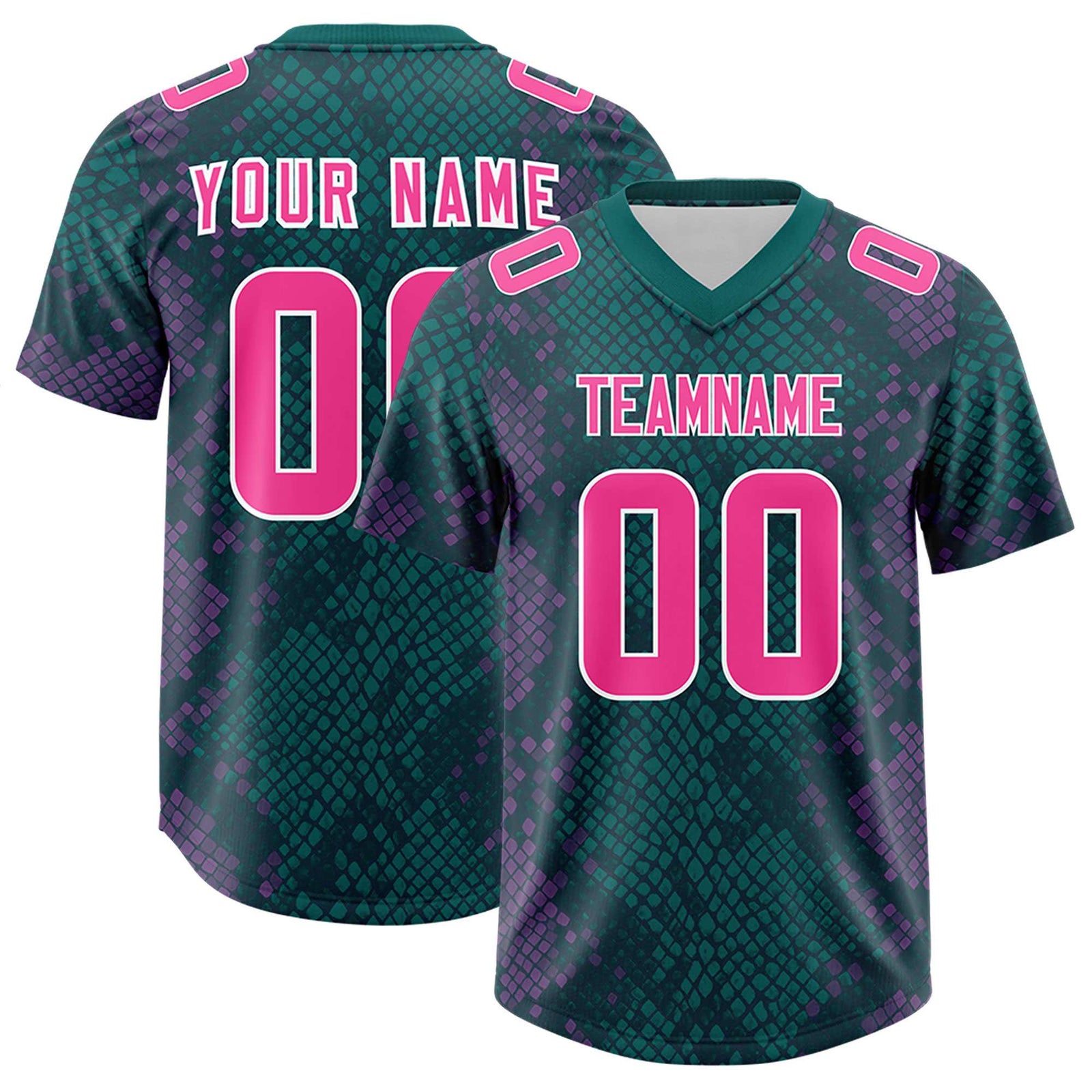 Custom Aqua Personalized Snakeskin Graffiti Pattern Authentic Football Jersey