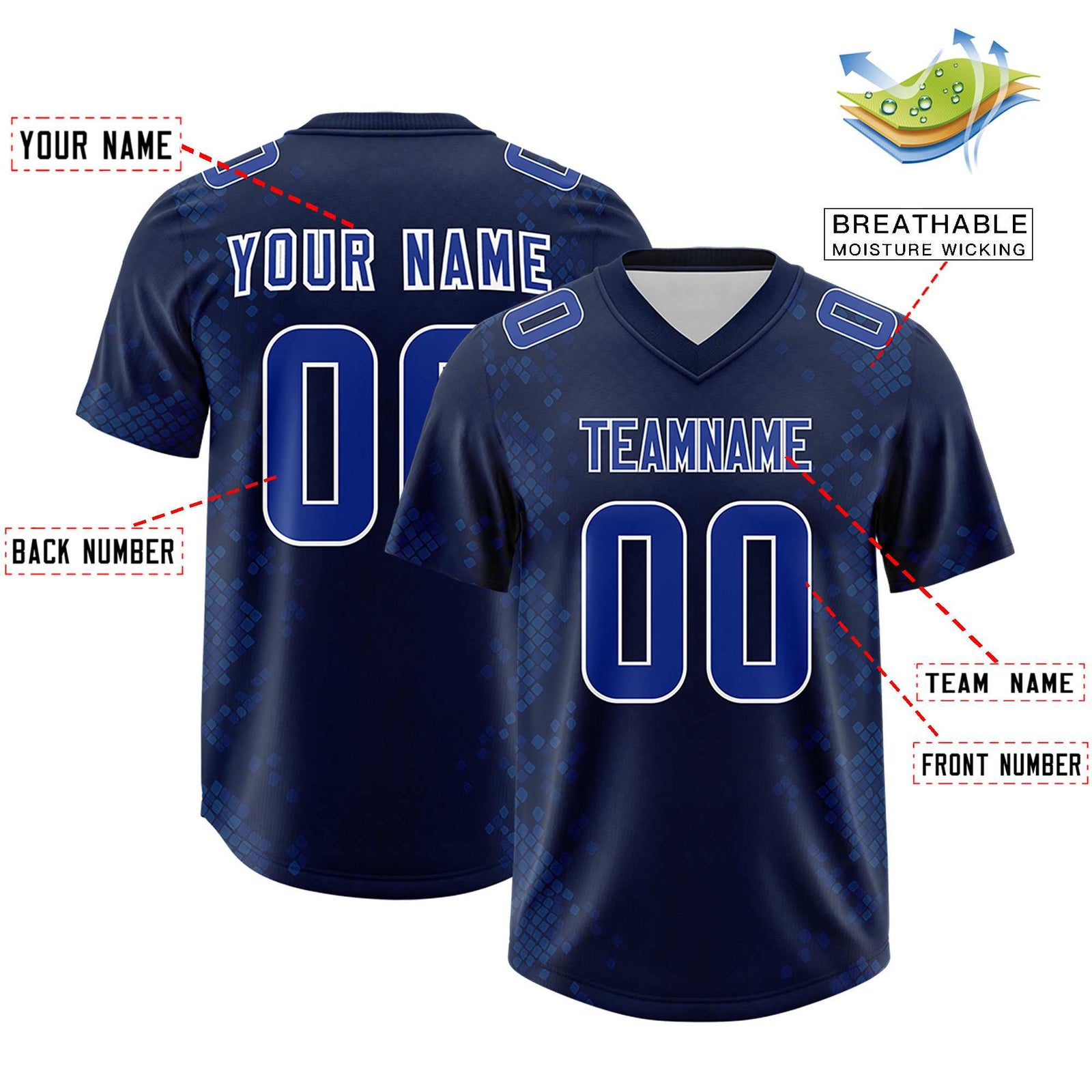 Custom Navy Personalized Snakeskin Graffiti Pattern Authentic Football Jersey