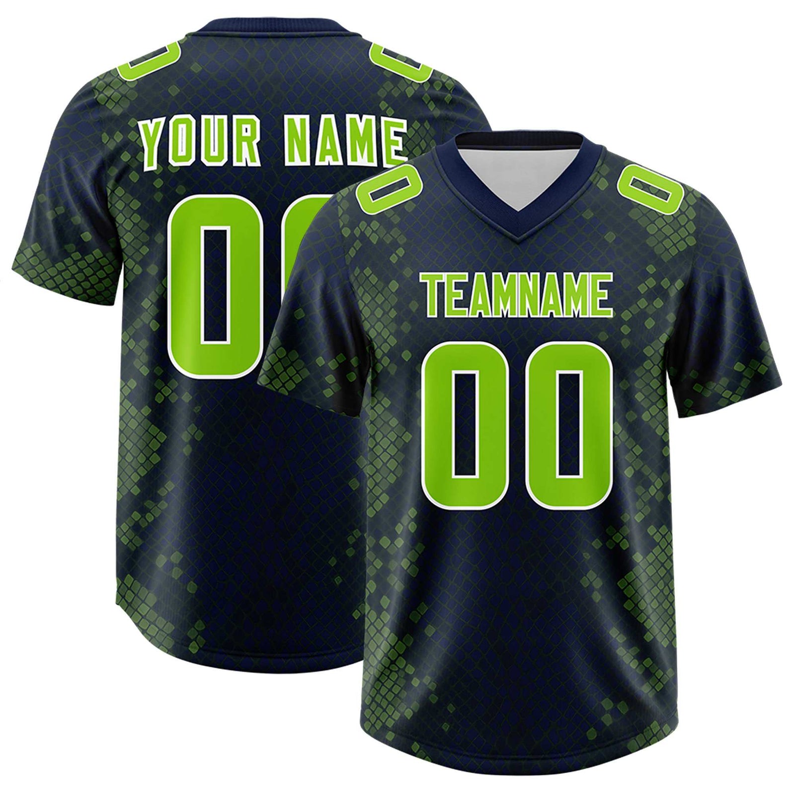 Custom Navy Personalized Snakeskin Graffiti Pattern Authentic Football Jersey