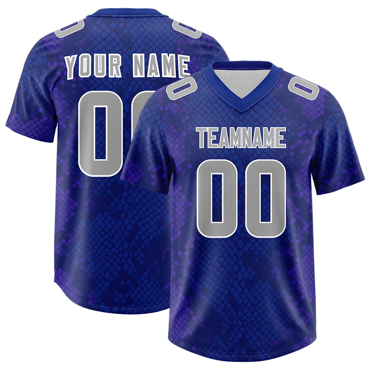 Custom Royal Personalized Snakeskin Graffiti Pattern Authentic Football Jersey