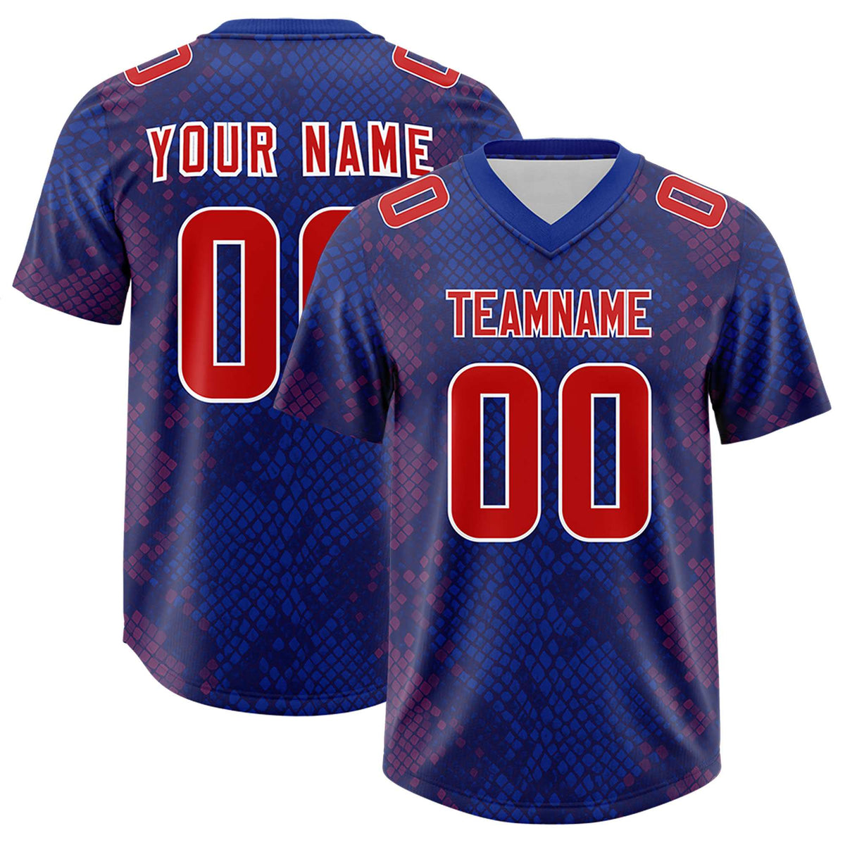 Custom Royal Personalized Snakeskin Graffiti Pattern Authentic Football Jersey