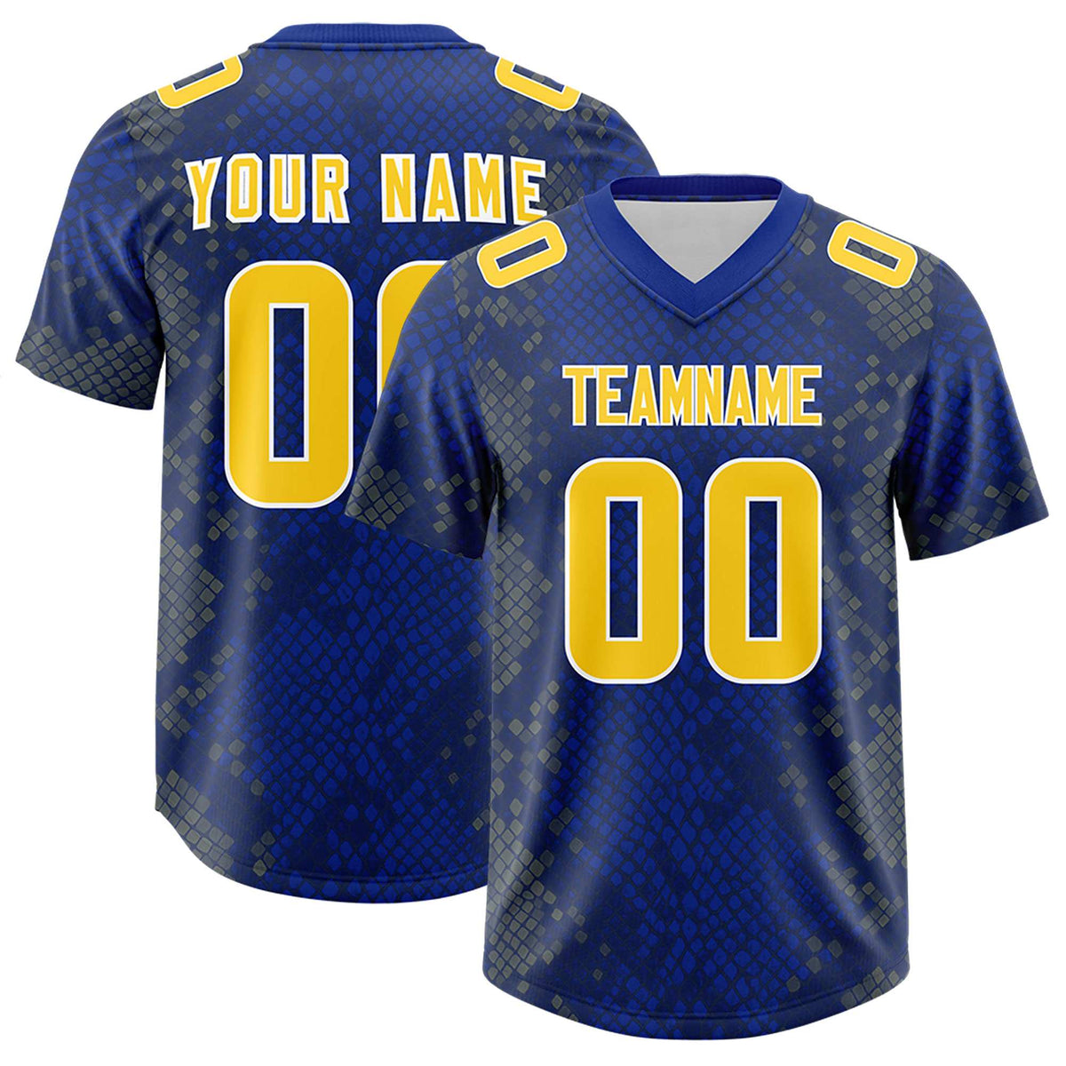 Custom Royal Personalized Snakeskin Graffiti Pattern Authentic Football Jersey