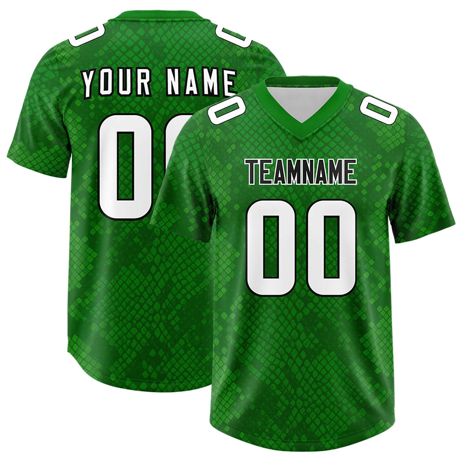 Custom Kelly Green Personalized Snakeskin Graffiti Pattern Authentic Football Jersey