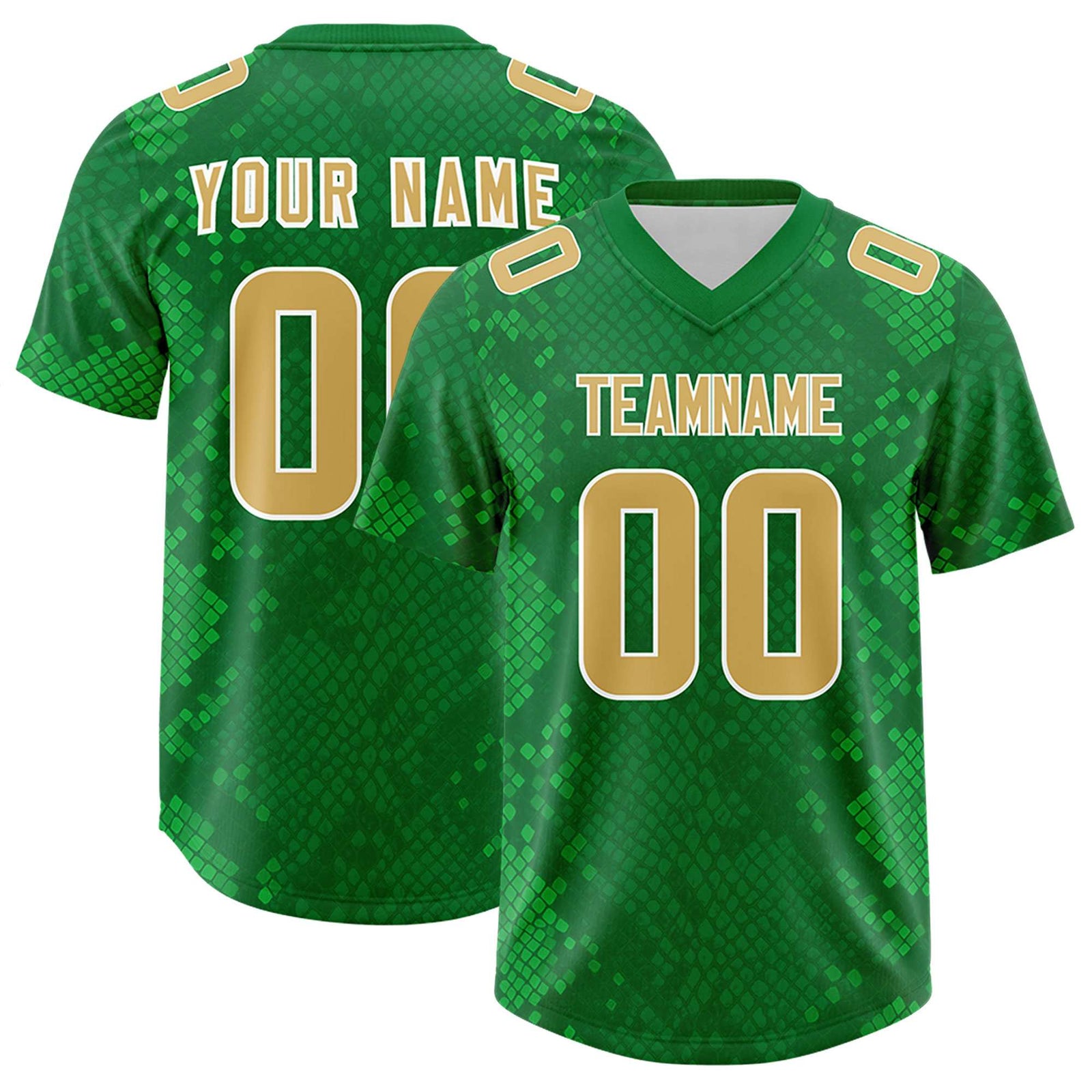 Custom Kelly Green Personalized Snakeskin Graffiti Pattern Authentic Football Jersey