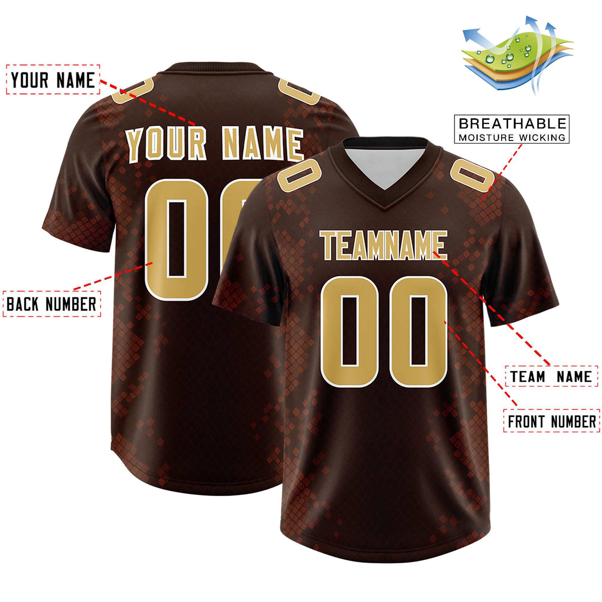 Custom Brown Personalized Snakeskin Graffiti Pattern Authentic Football Jersey