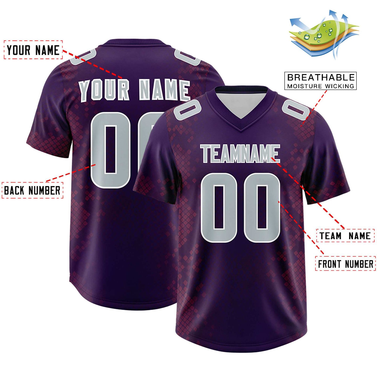 Custom Purple Personalized Snakeskin Graffiti Pattern Authentic Football Jersey
