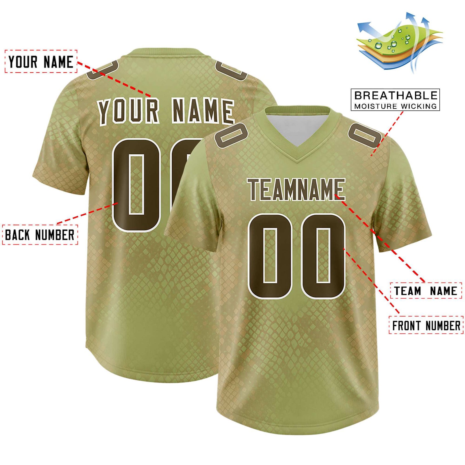 Custom Champagne Personalized Snakeskin Graffiti Pattern Authentic Football Jersey