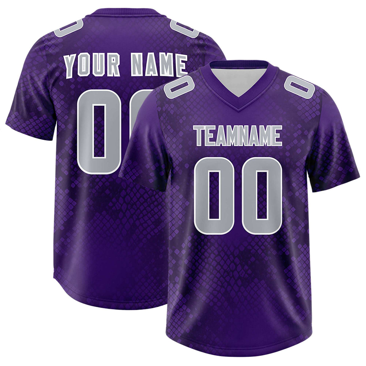 Custom Purple Personalized Snakeskin Graffiti Pattern Authentic Football Jersey