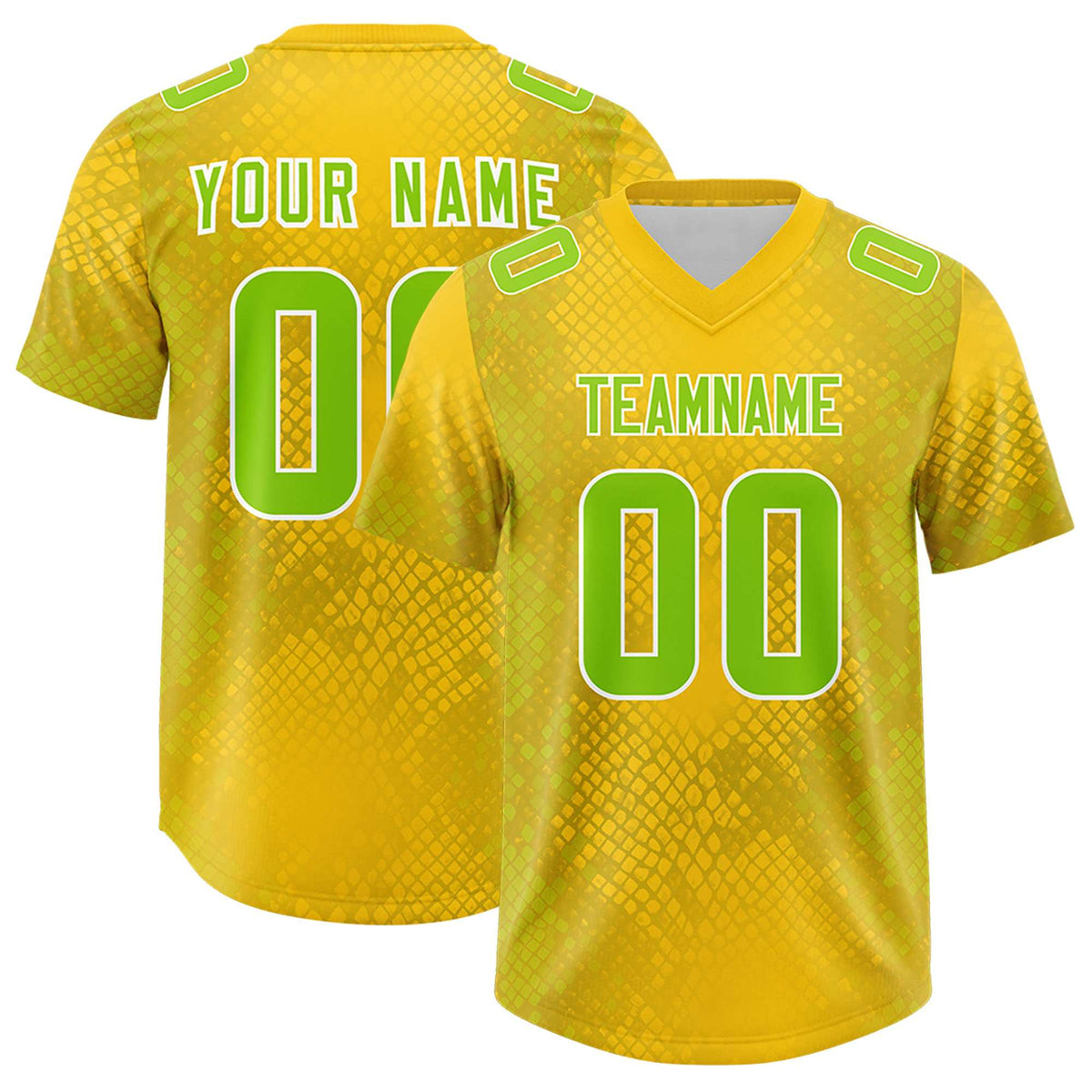 Custom Gold Personalized Snakeskin Graffiti Pattern Authentic Football Jersey