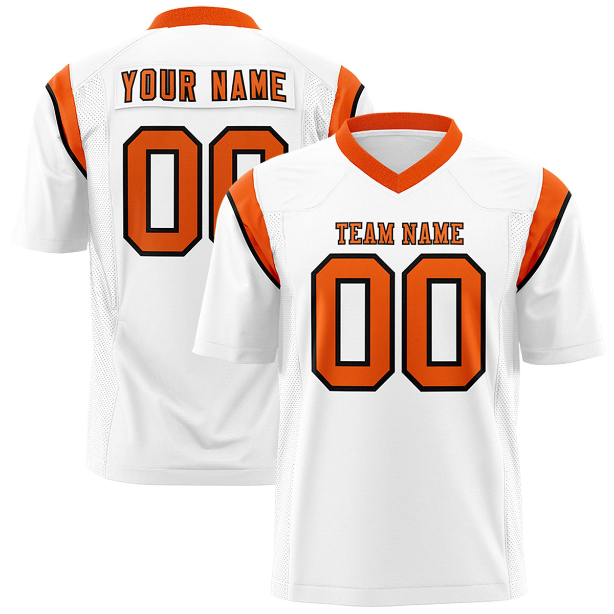 Custom Flag Football Jersey | White Orange Color Block For Youth &amp; Men | Add Name, Number &amp; Logo | KXKSHOP