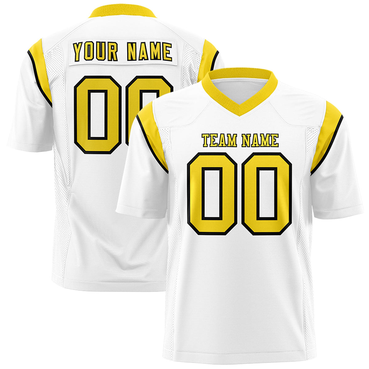 Custom Flag Football Jersey | White Gold Color Block For Youth &amp; Men | Add Name, Number &amp; Logo | KXKSHOP