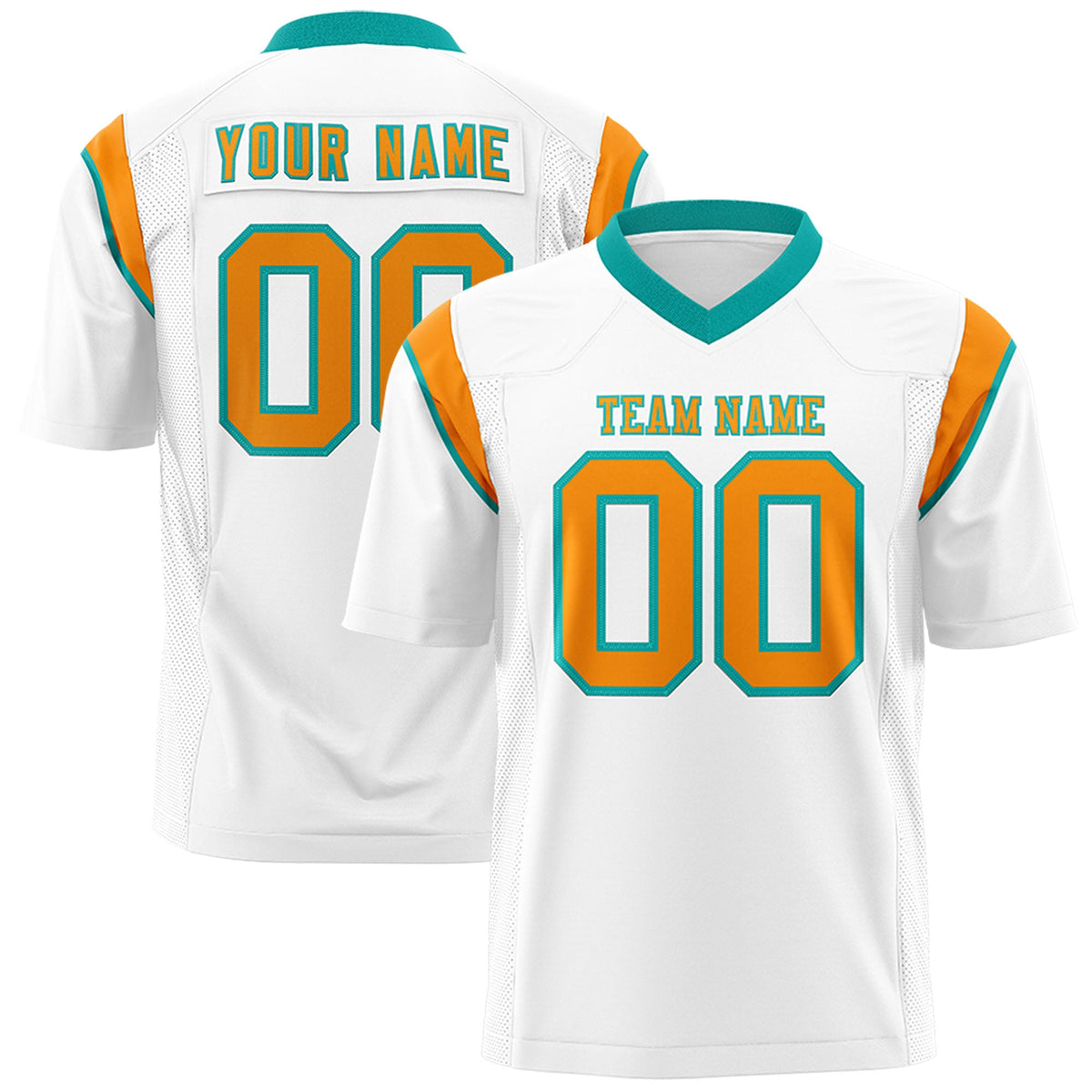 Custom Flag Football Jersey | White Gold Orange Color Block For Youth &amp; Men | Add Name, Number &amp; Logo | KXKSHOP