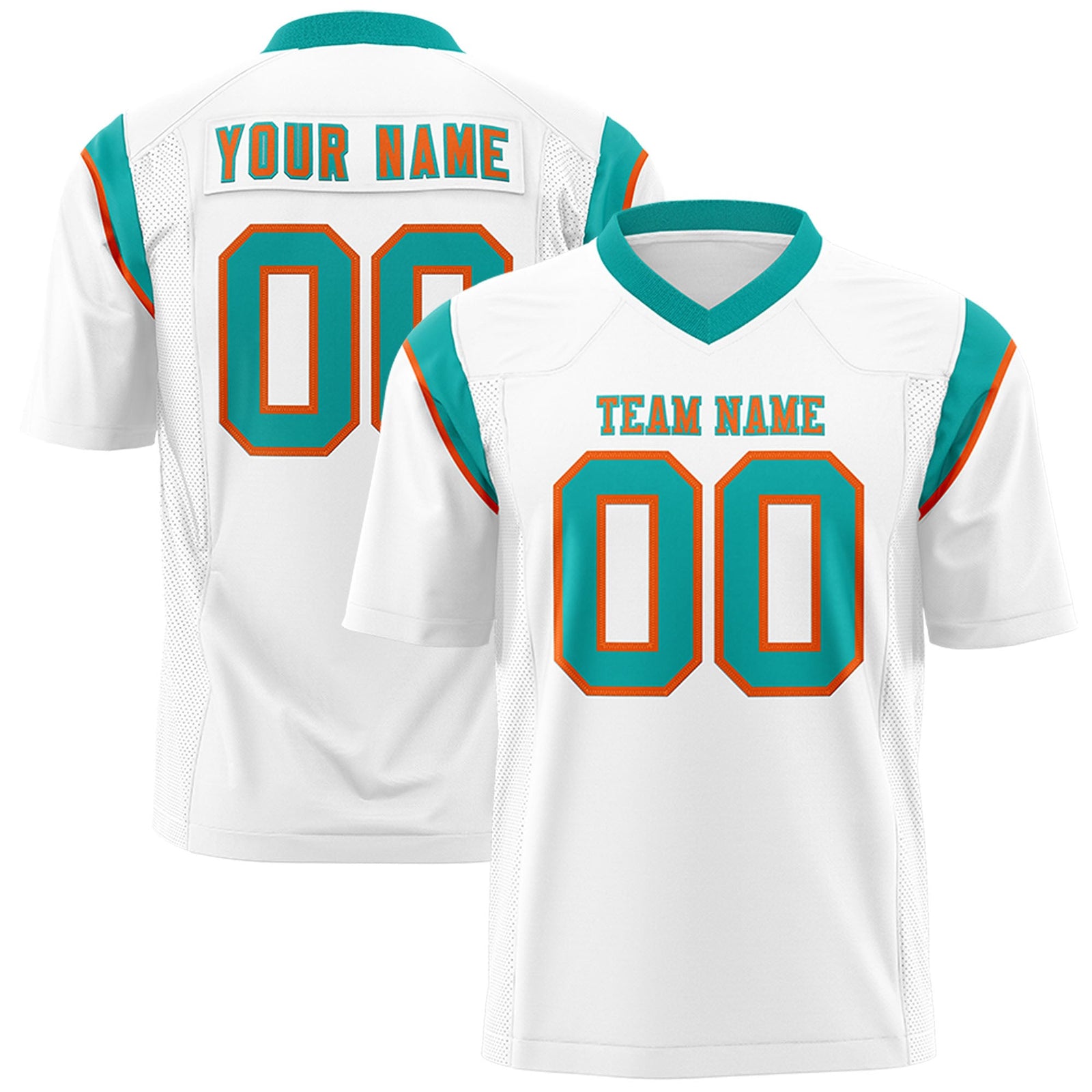 Custom Flag Football Jersey | White Bright Green Color Block For Youth & Men | Add Name, Number & Logo | KXKSHOP