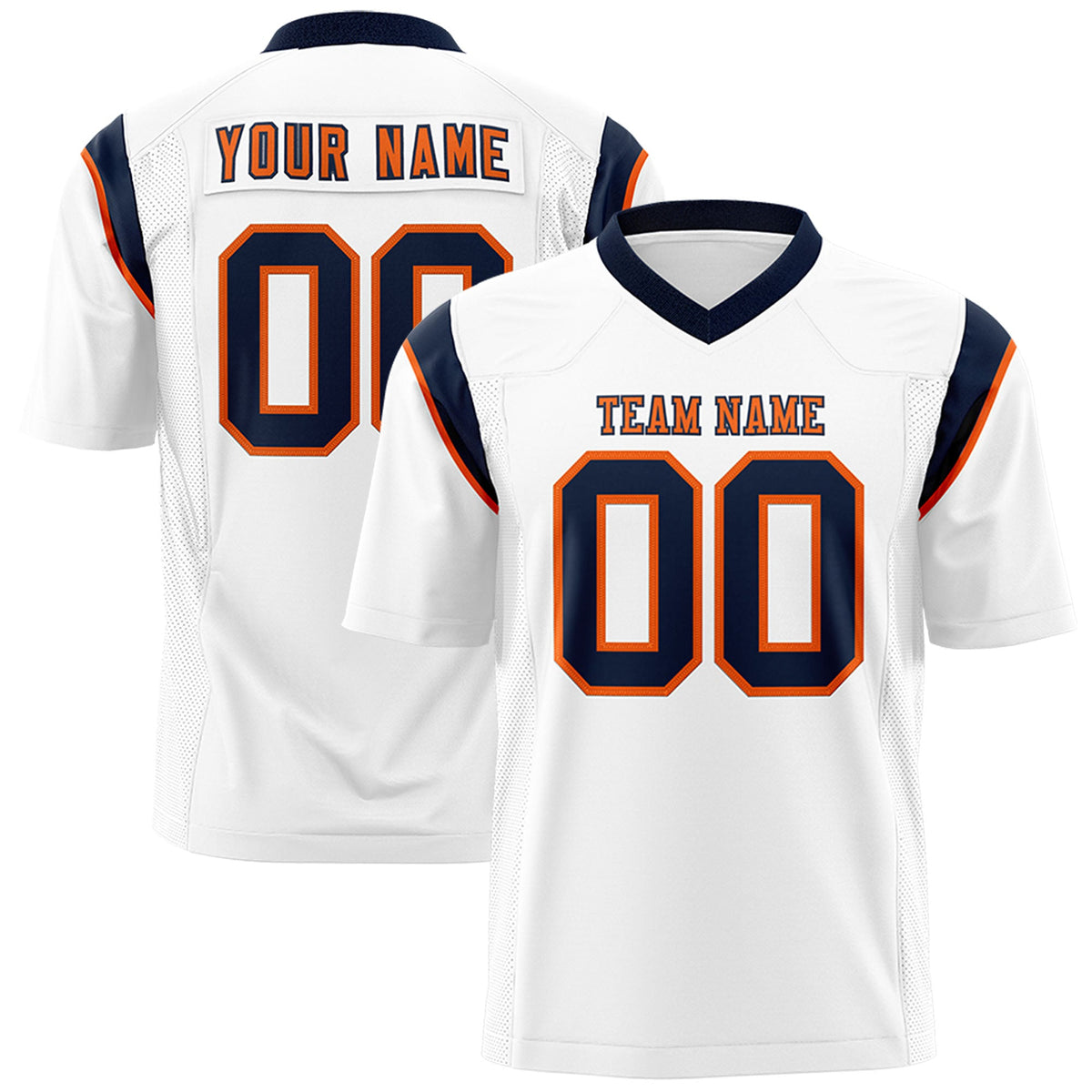 Custom Flag Football Jersey | White Navy Color Block For Youth &amp; Men | Add Name, Number &amp; Logo | KXKSHOP