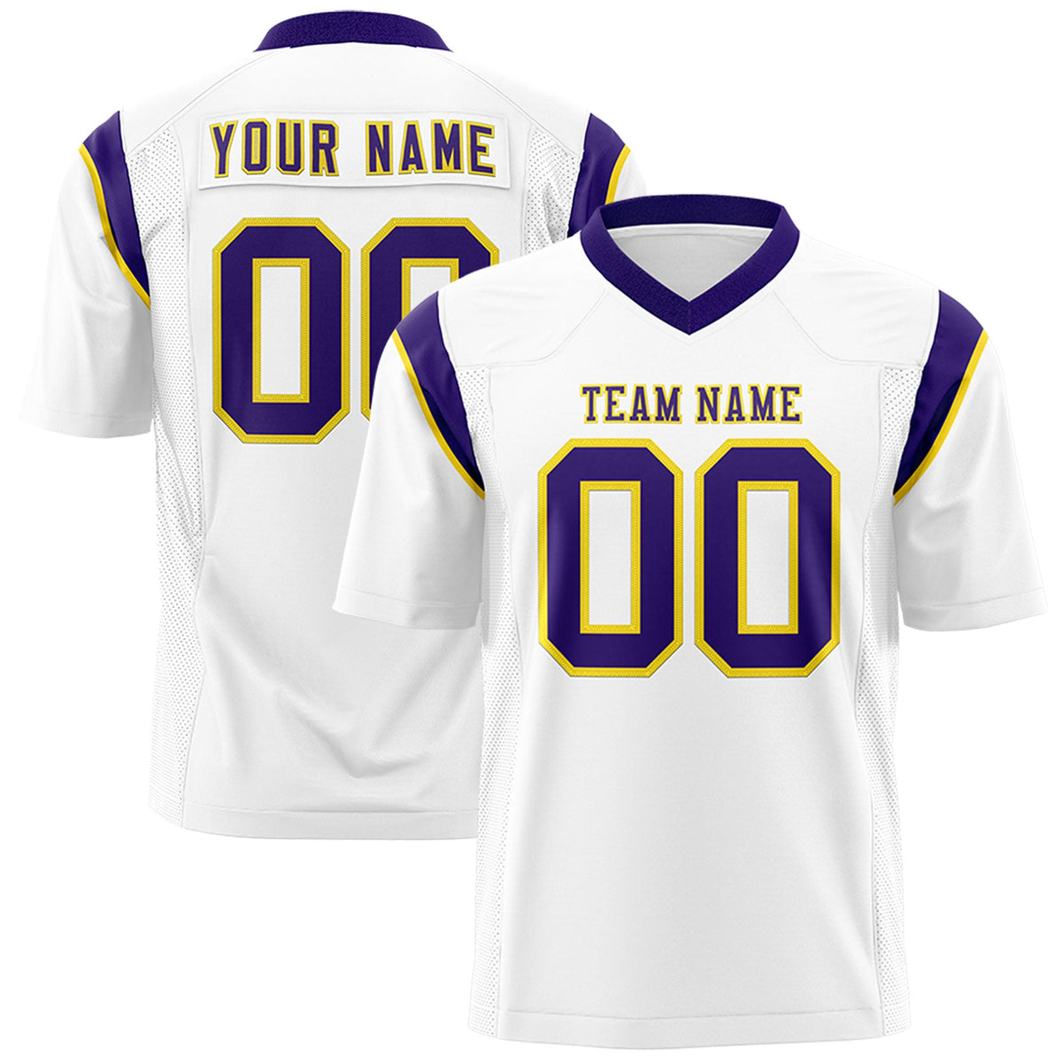 Custom Flag Football Jersey | White Purple Color Block For Youth &amp; Men | Add Name, Number &amp; Logo | KXKSHOP