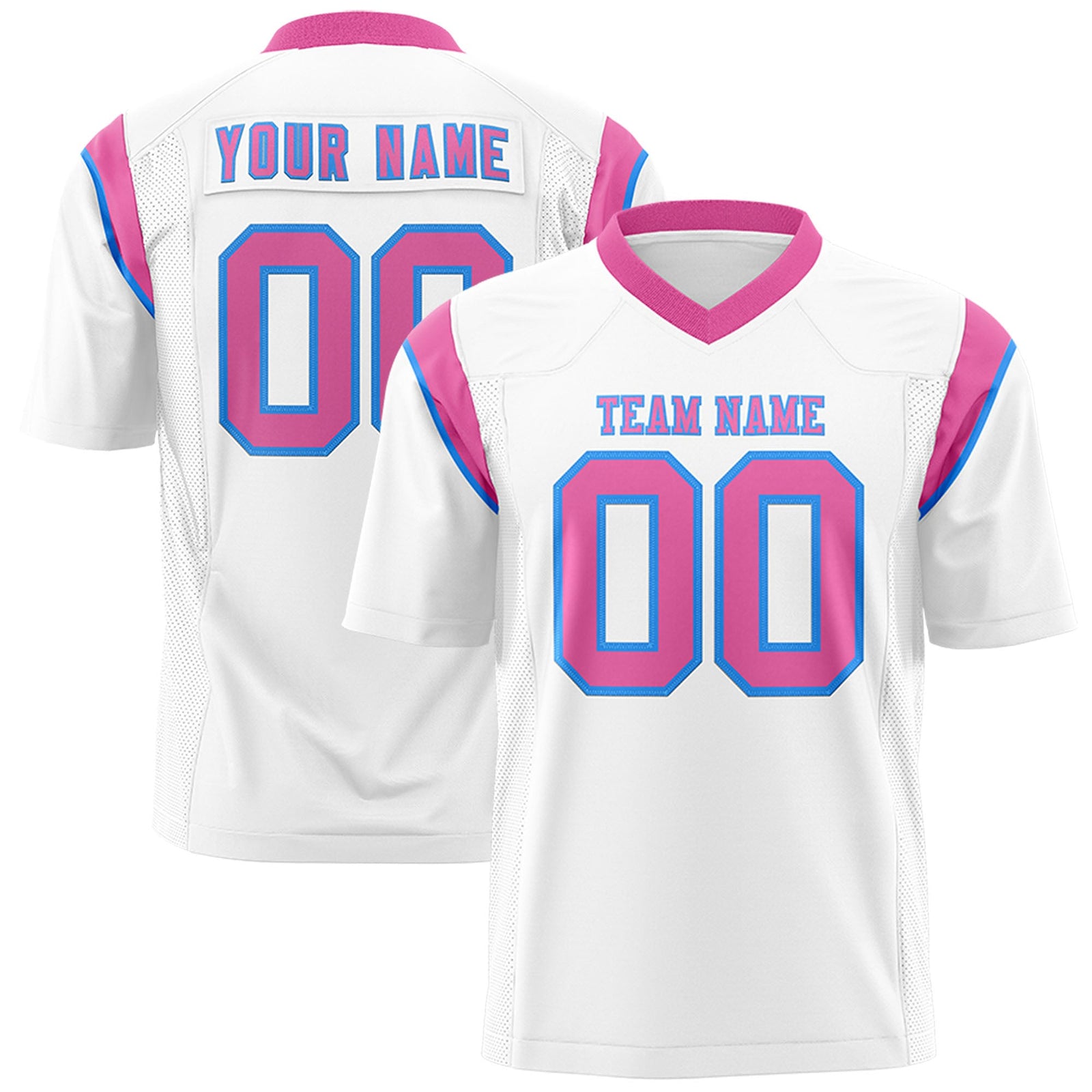 Custom Flag Football Jersey | White Pink Color Block For Youth & Men | Add Name, Number & Logo | KXKSHOP