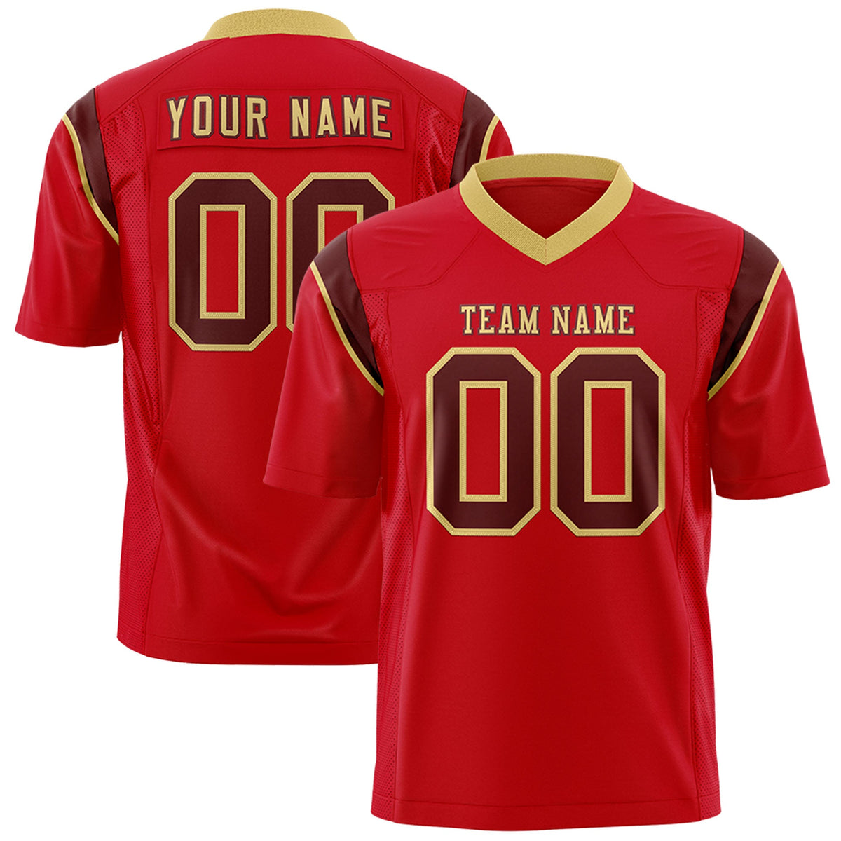 Custom Flag Football Jersey | Red Crimson Color Block For Youth &amp; Men | Add Name, Number &amp; Logo | KXKSHOP